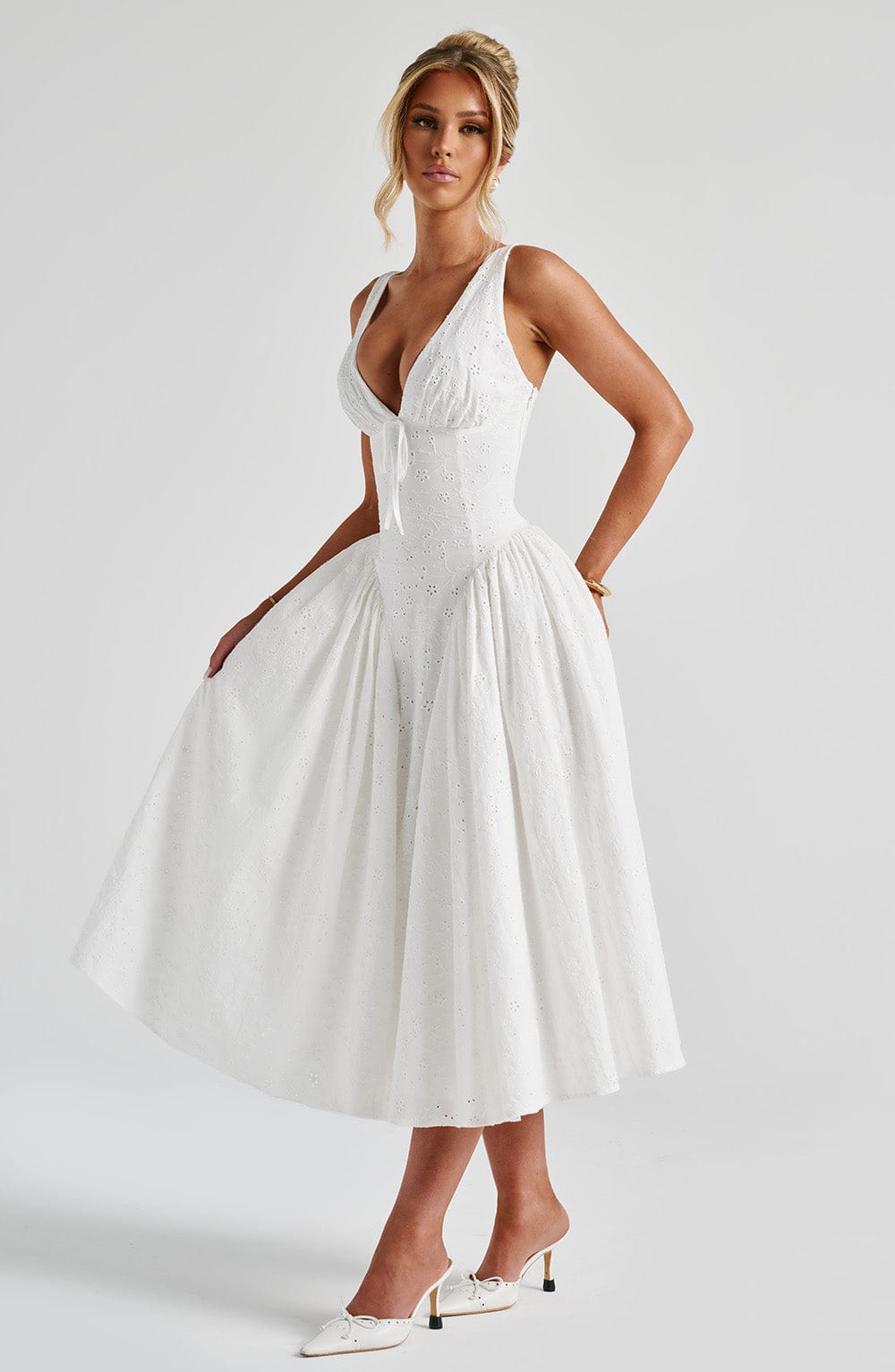 Monroe Midi Krem Elbise