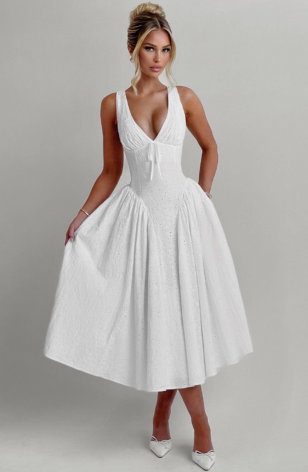 Monroe Midi Krem Elbise