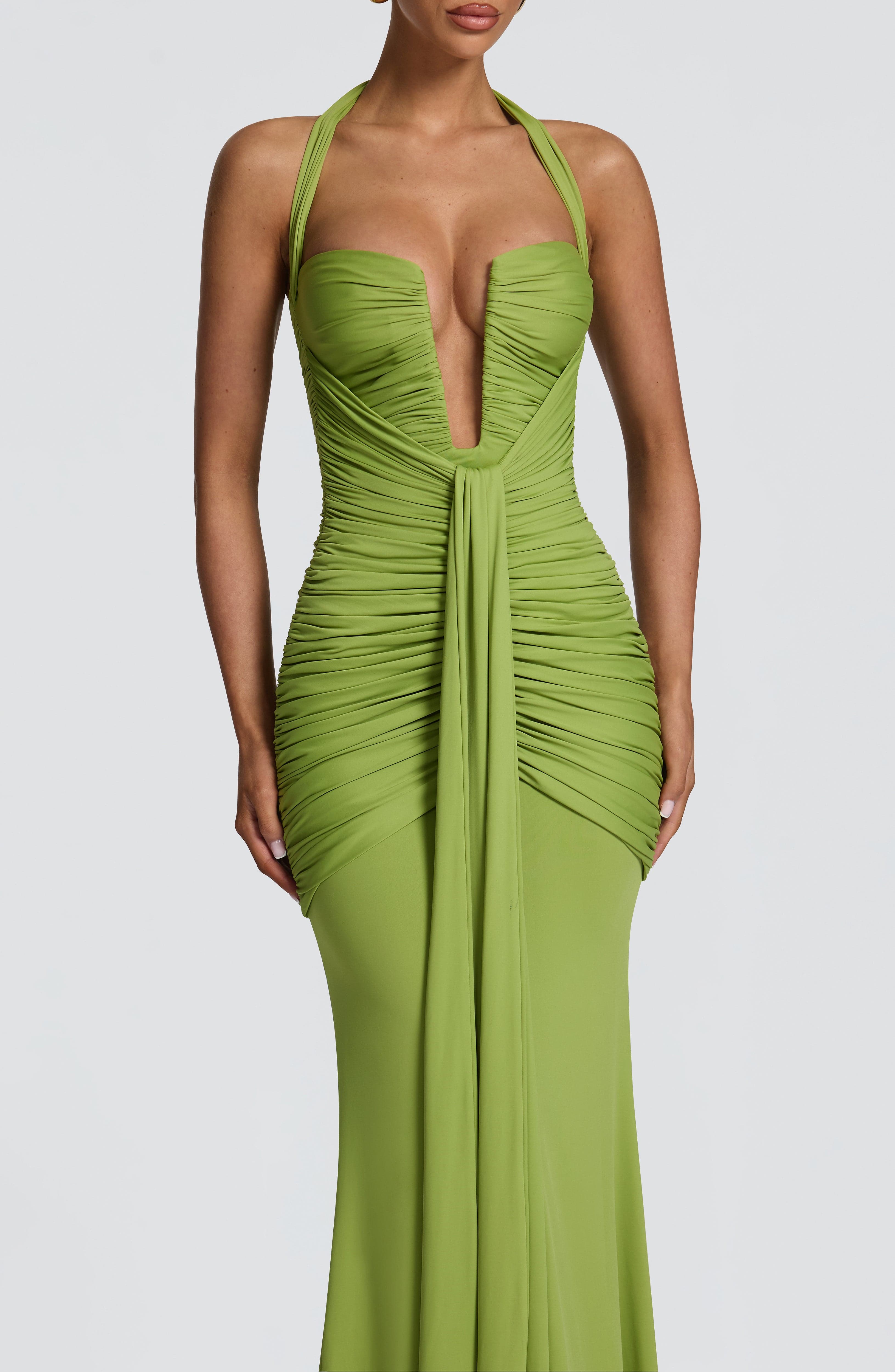 Morrigan Zeytin Maxi Elbise