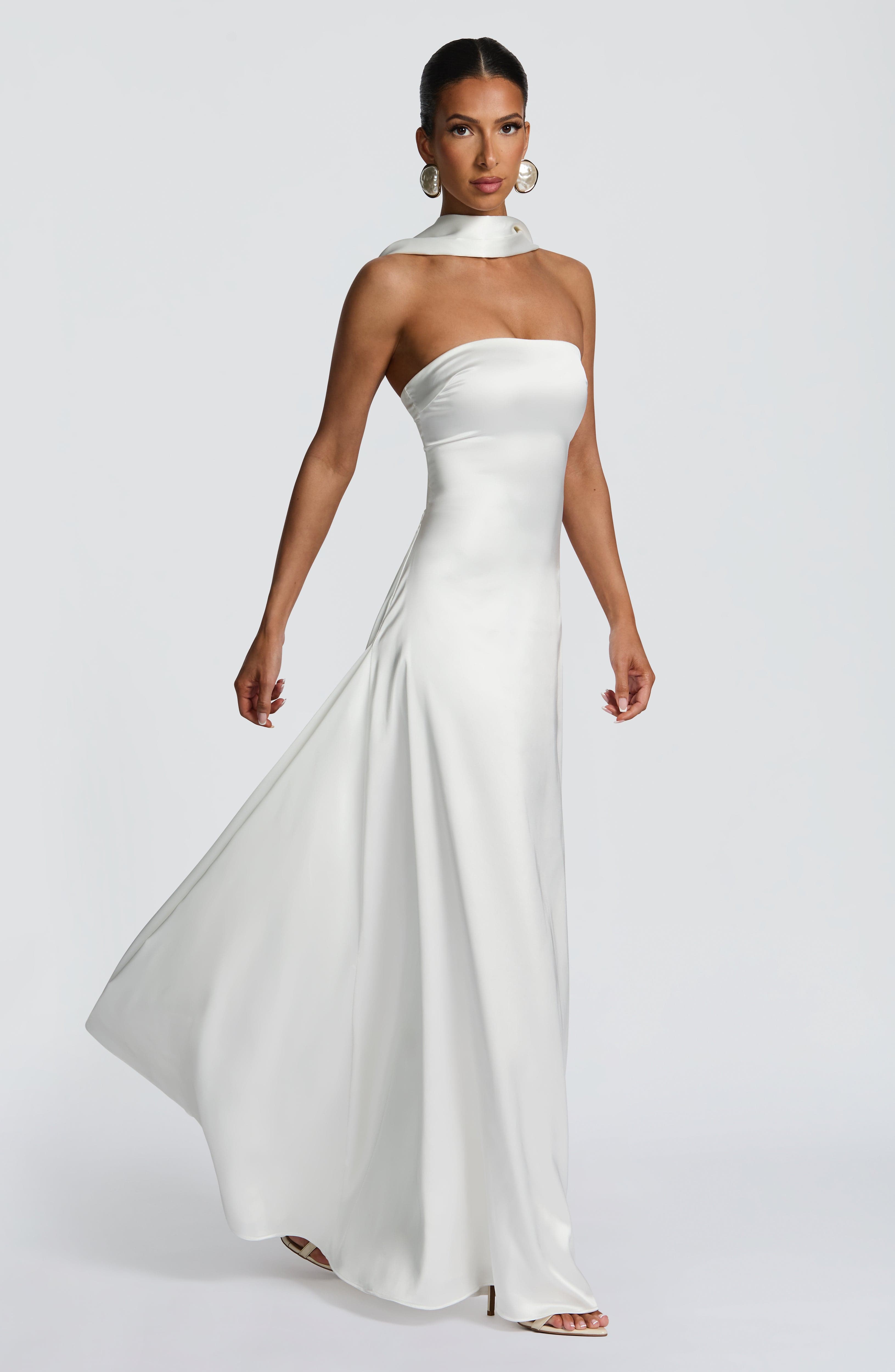Morven Ekru Maxi Elbise