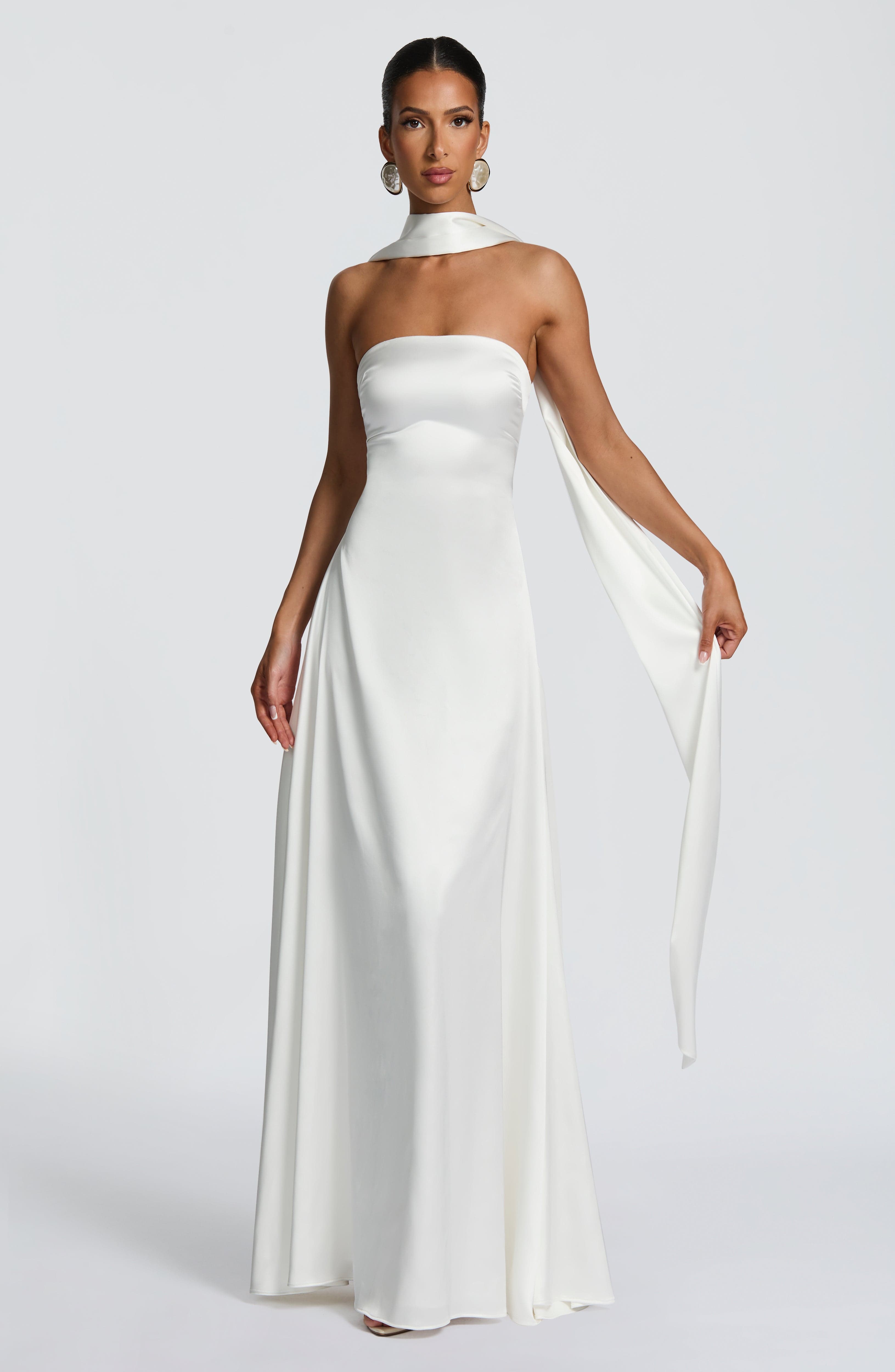 Morven Ekru Maxi Elbise