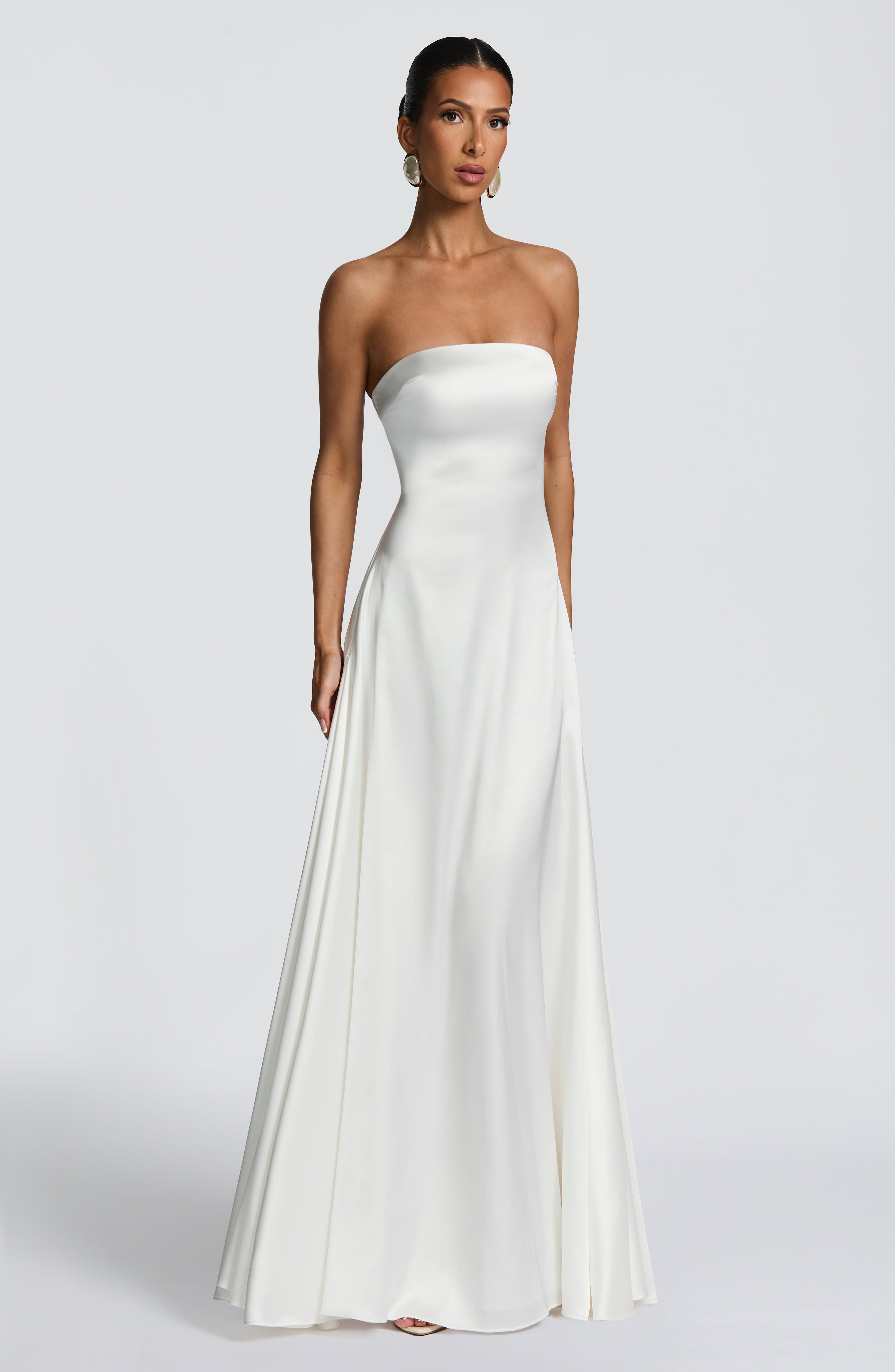 Morven Ekru Maxi Elbise