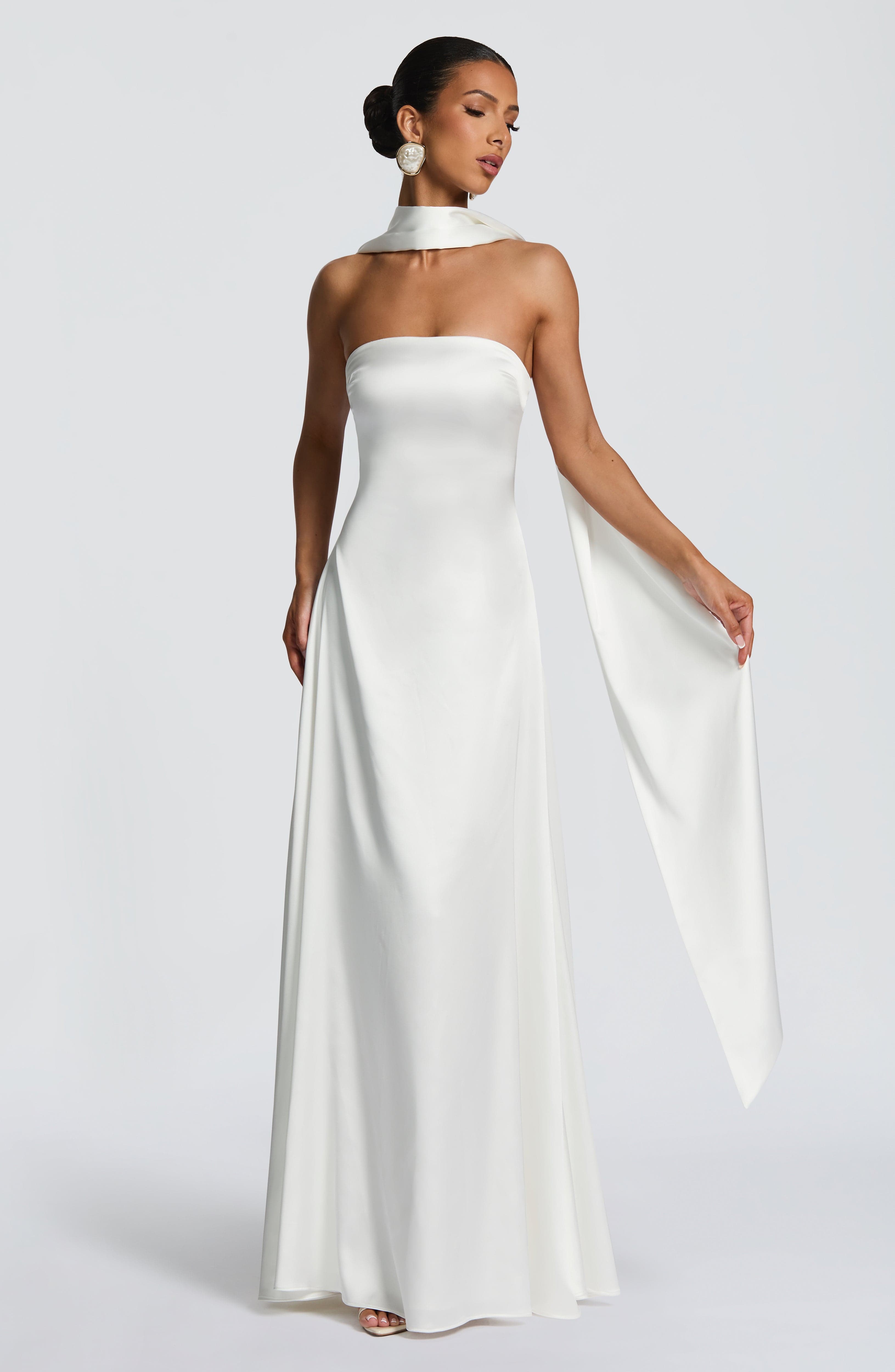 Morven Ekru Maxi Elbise