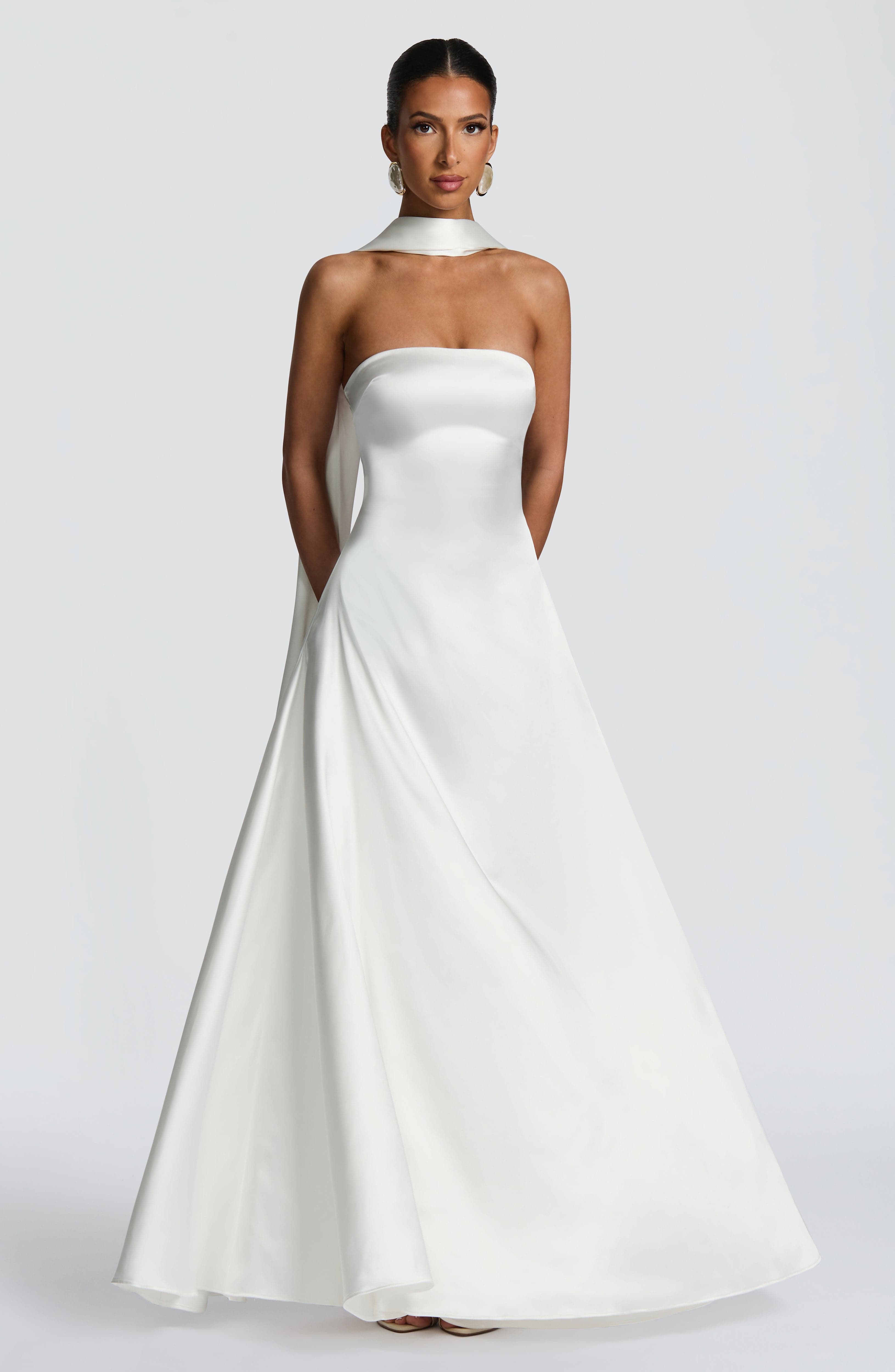 Morven Ekru Maxi Elbise