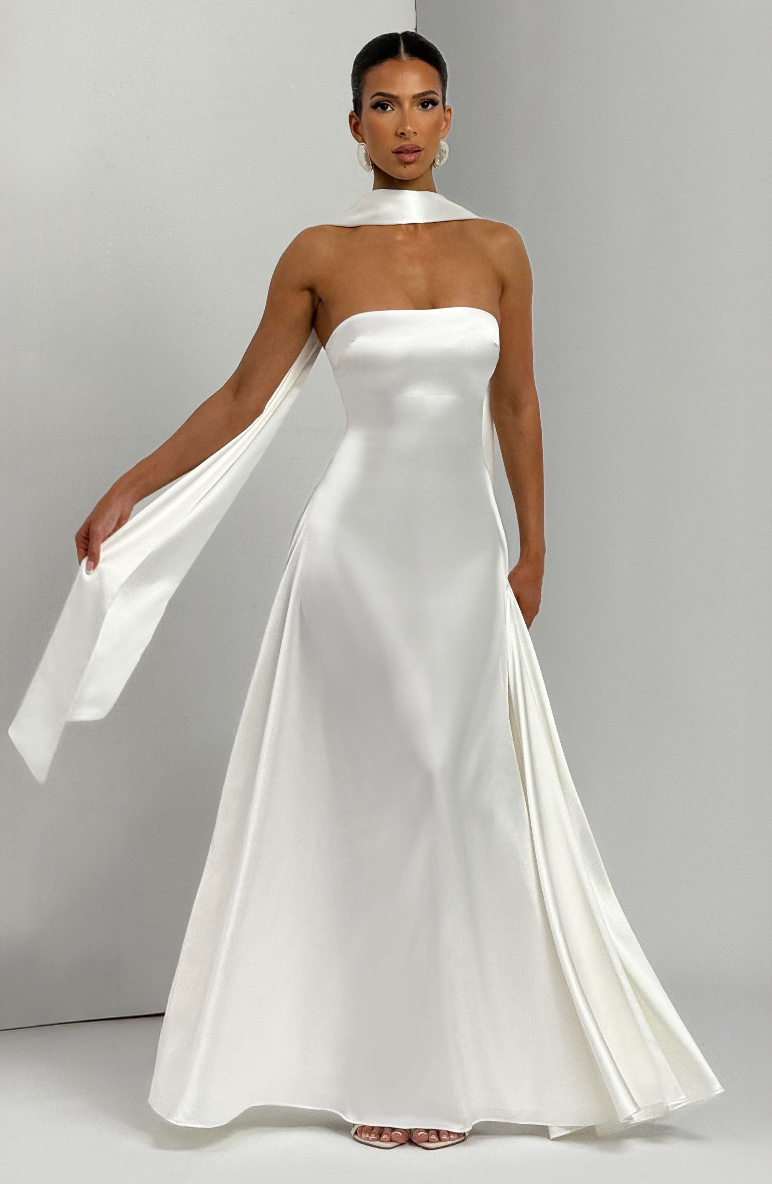 Morven Ekru Maxi Elbise