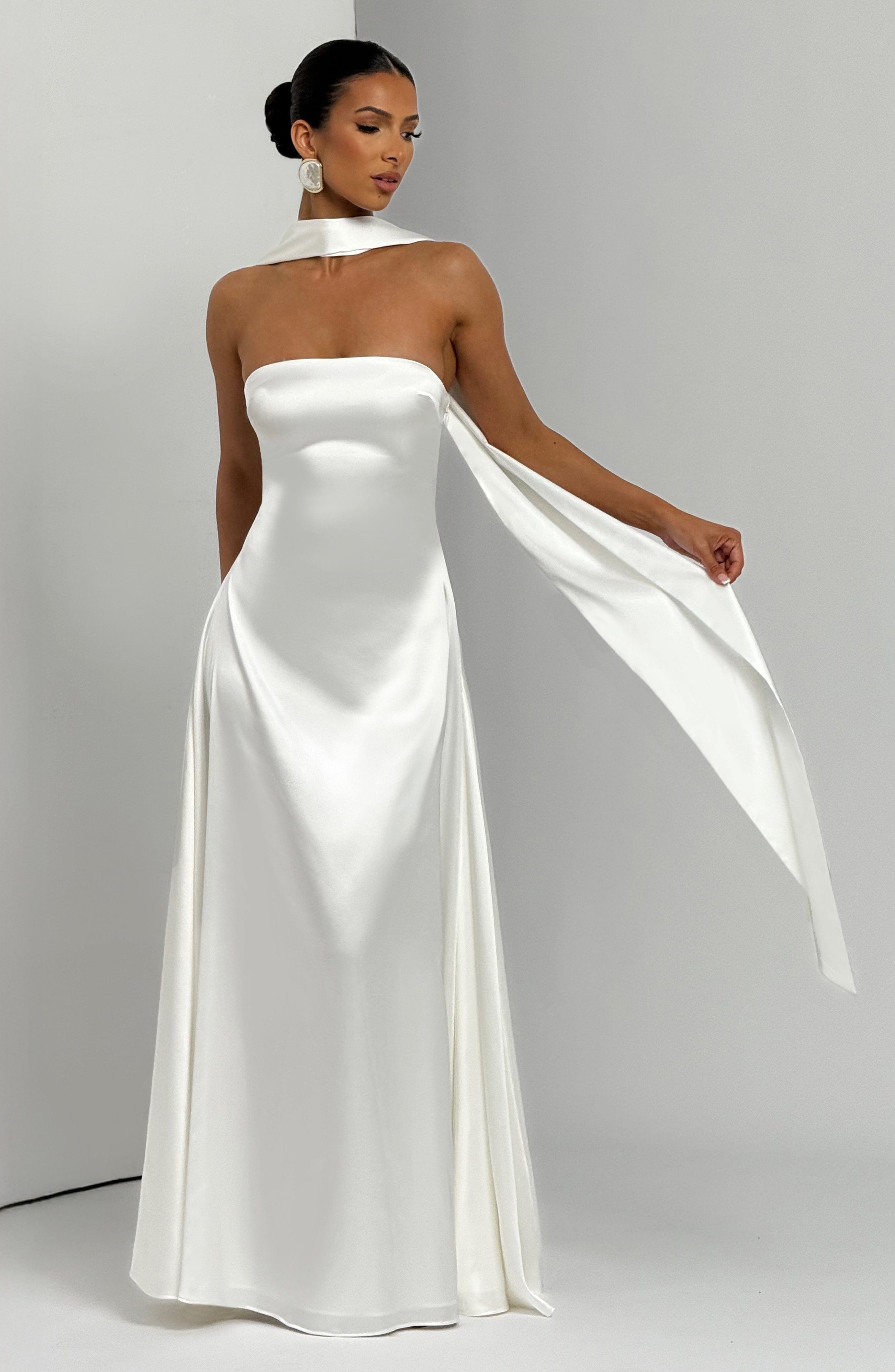 Morven Ekru Maxi Elbise