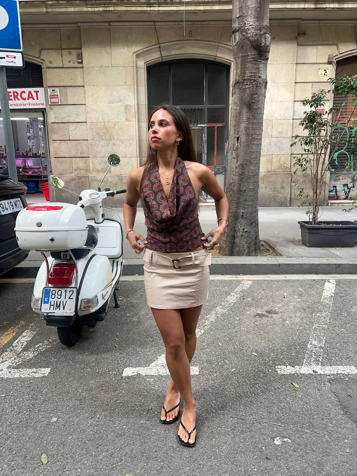 Bej Kemerli Jenny Mini Etek