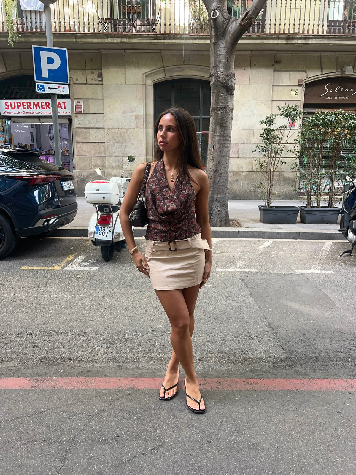 Bej Kemerli Jenny Mini Etek