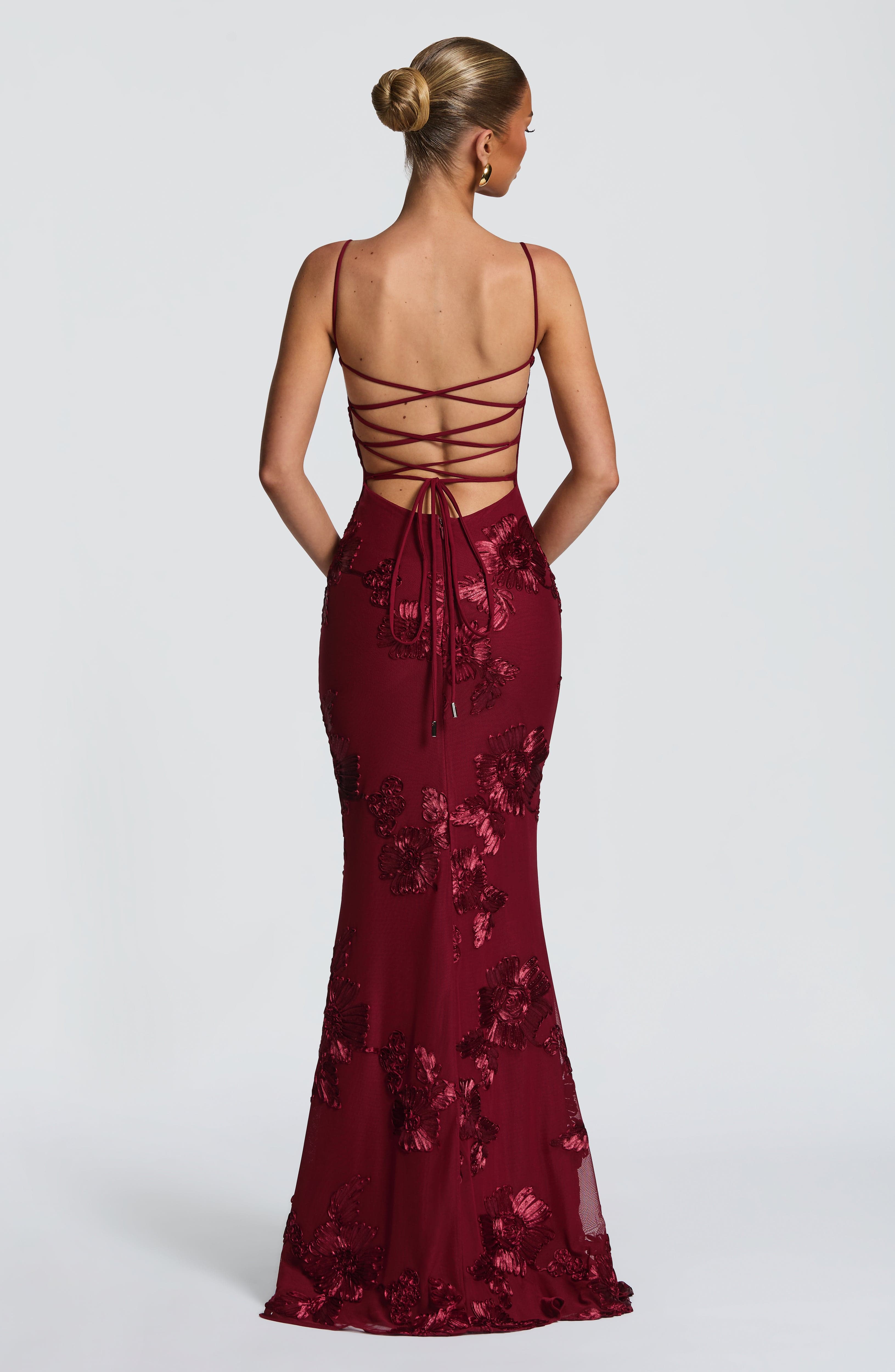 Nefertiti Bordo Maxi Elbise