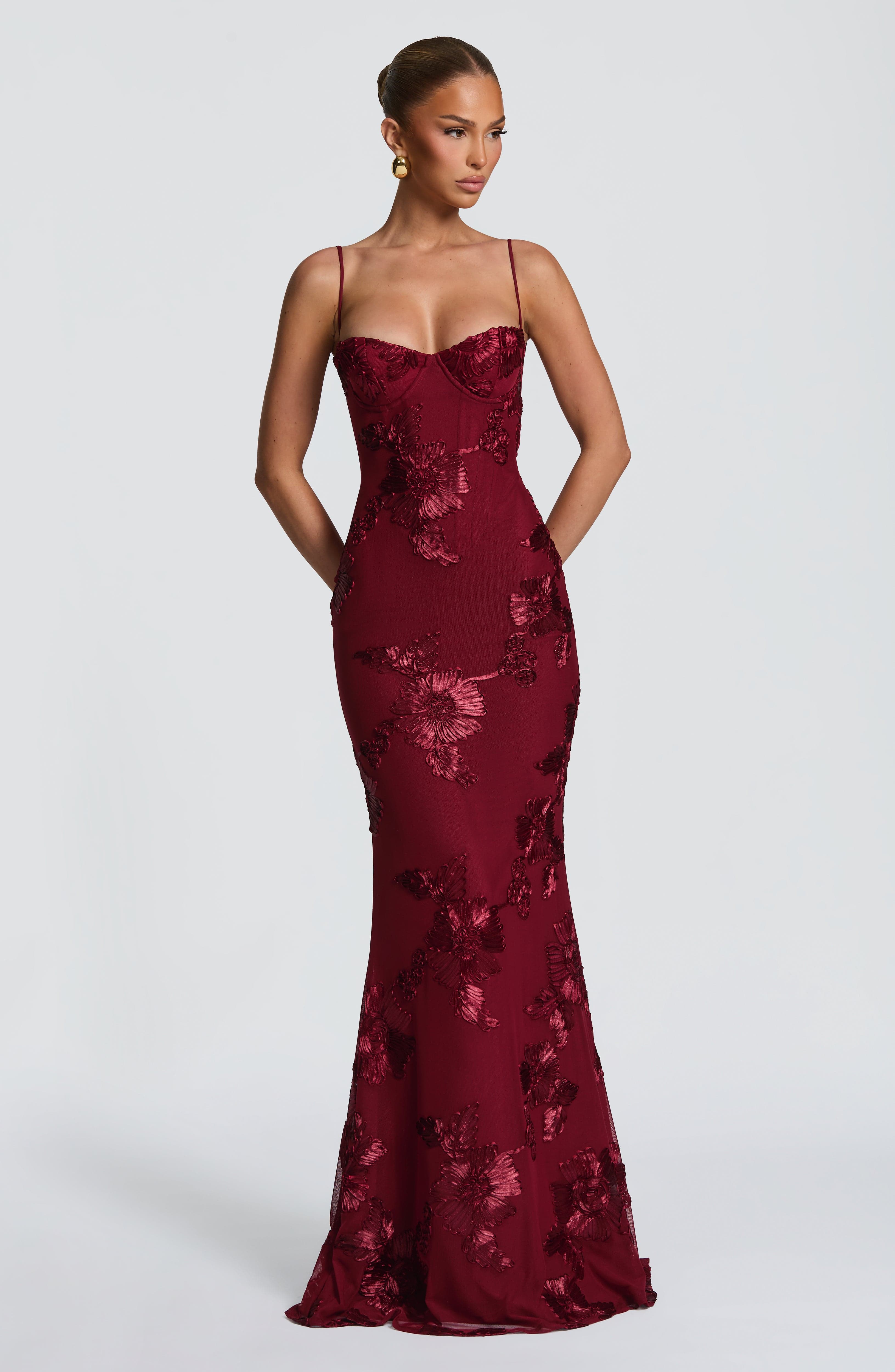 Nefertiti Maxi Elbise – Bordo