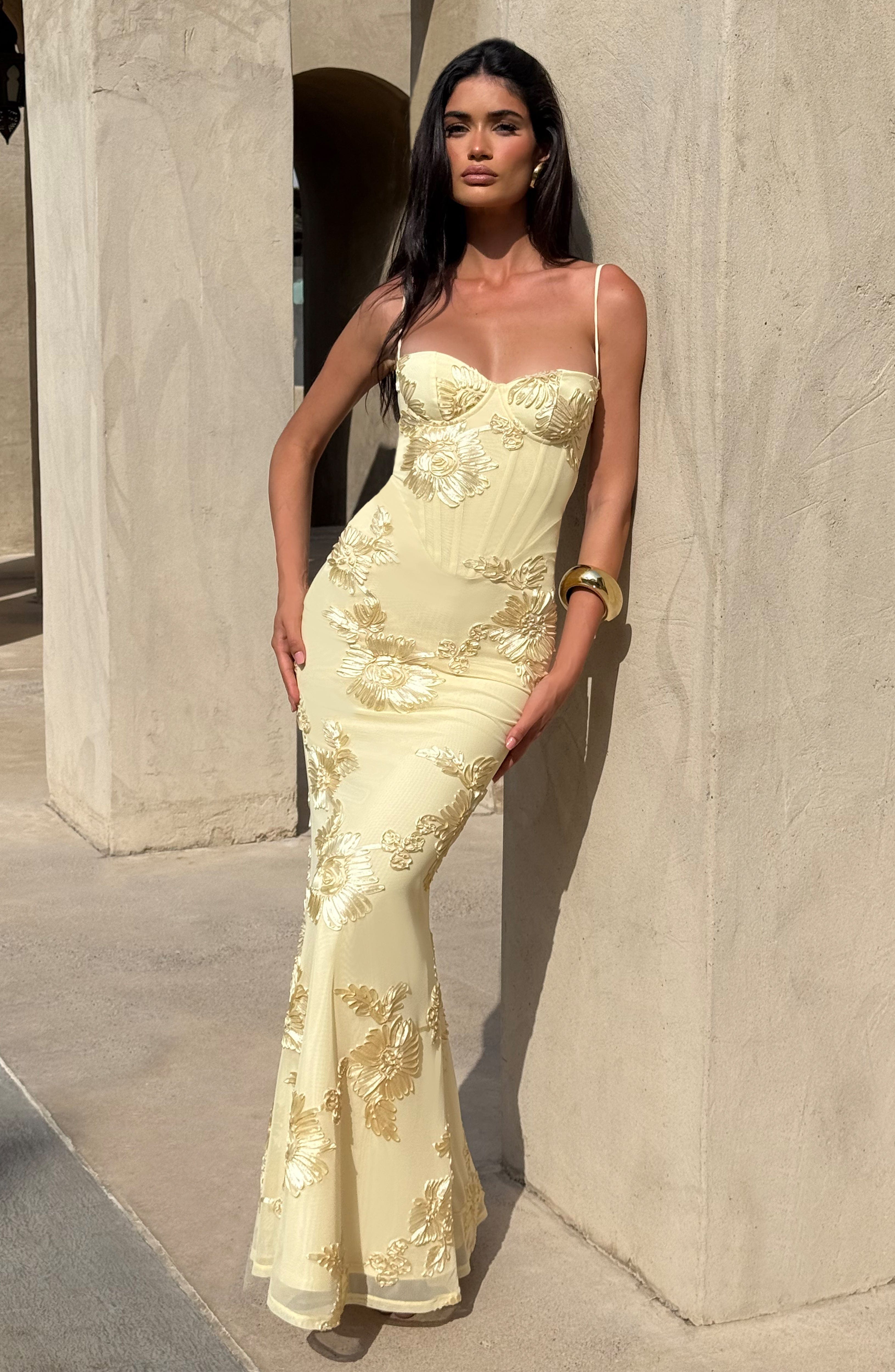 Nefertiti Limon Maxi Elbise