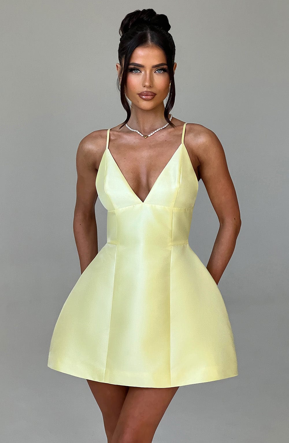 Nicole Mini Limon Sarısı Elbise