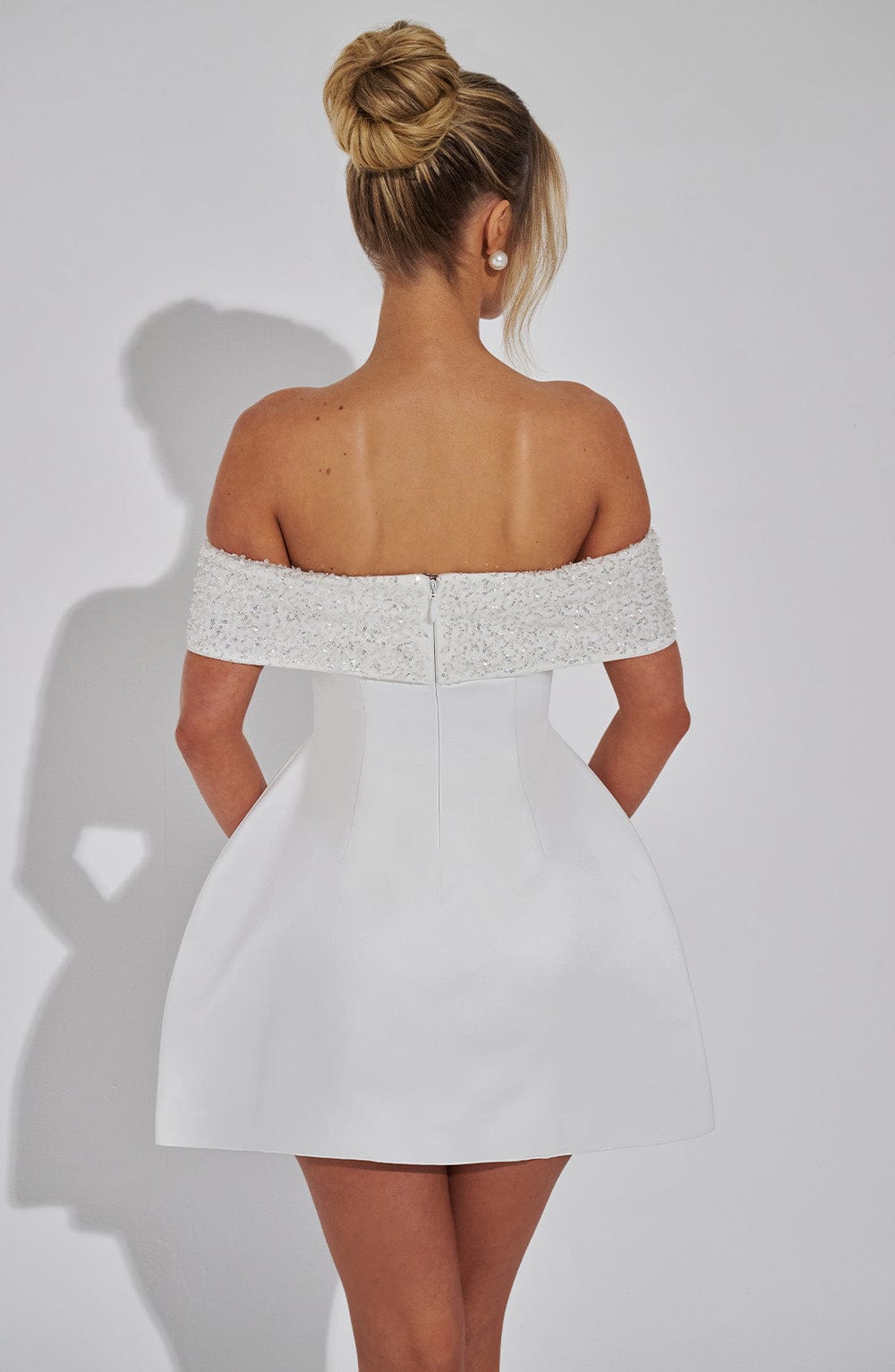 Noelle Mini Ekru Elbise