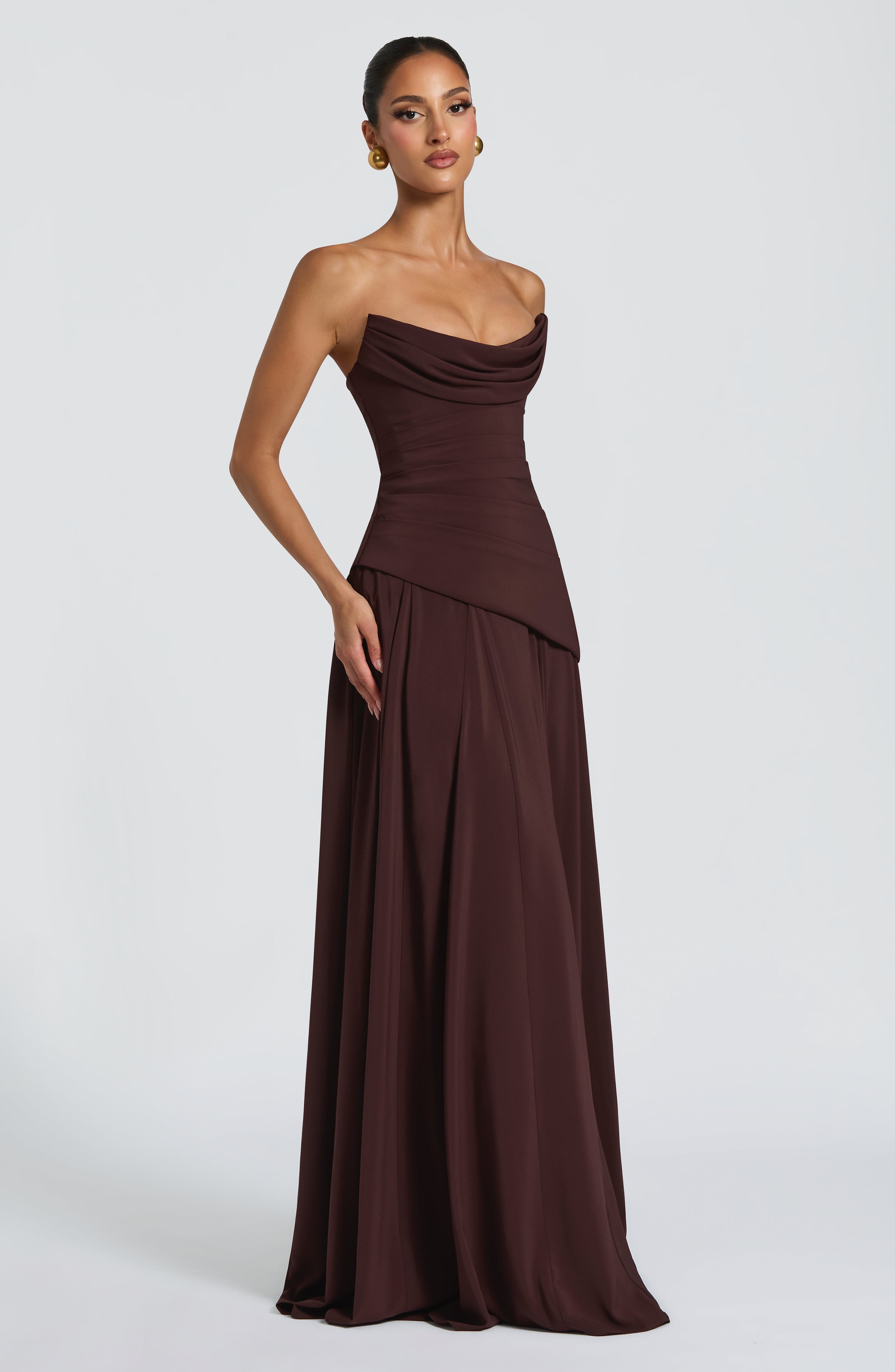 Patricia Maxi Elbise – Mürdüm Kahve