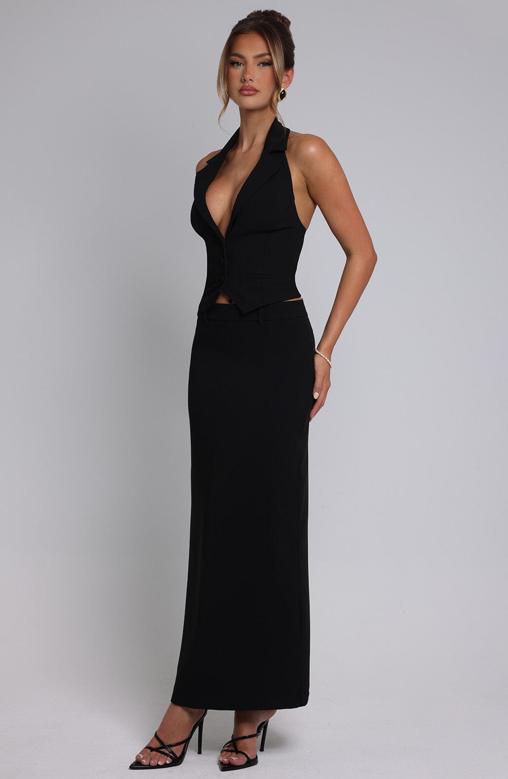 Siyah Piper Maxi Etek