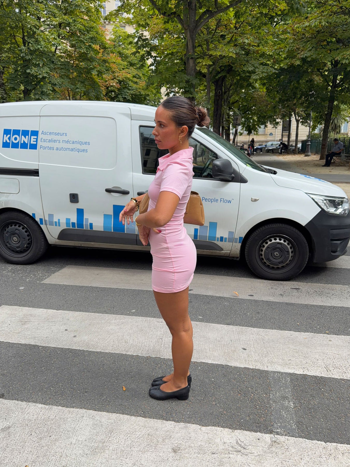 Ellen Pembe Polo Mini Elbise