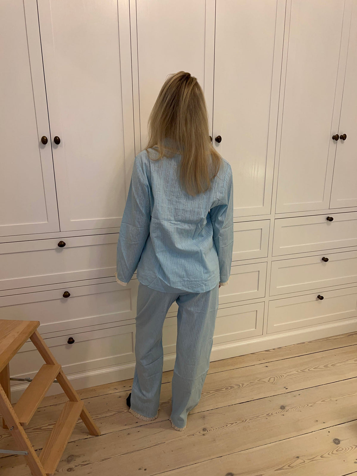 Dantel Detaylı Açık Mavi Carol Pijama Takımı