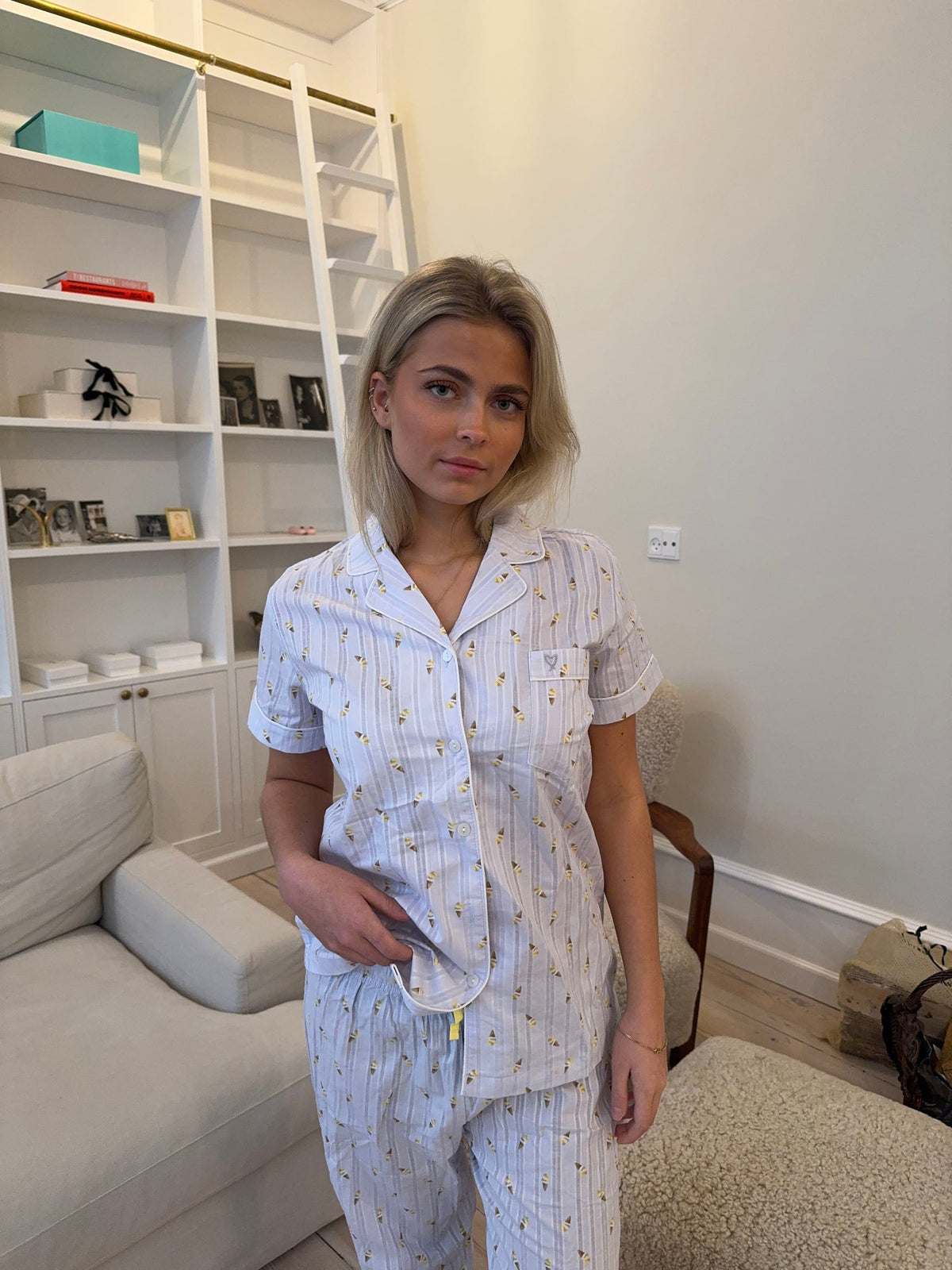 Tinna Dondurma Konili Pijama Seti - Mavi-Beyaz