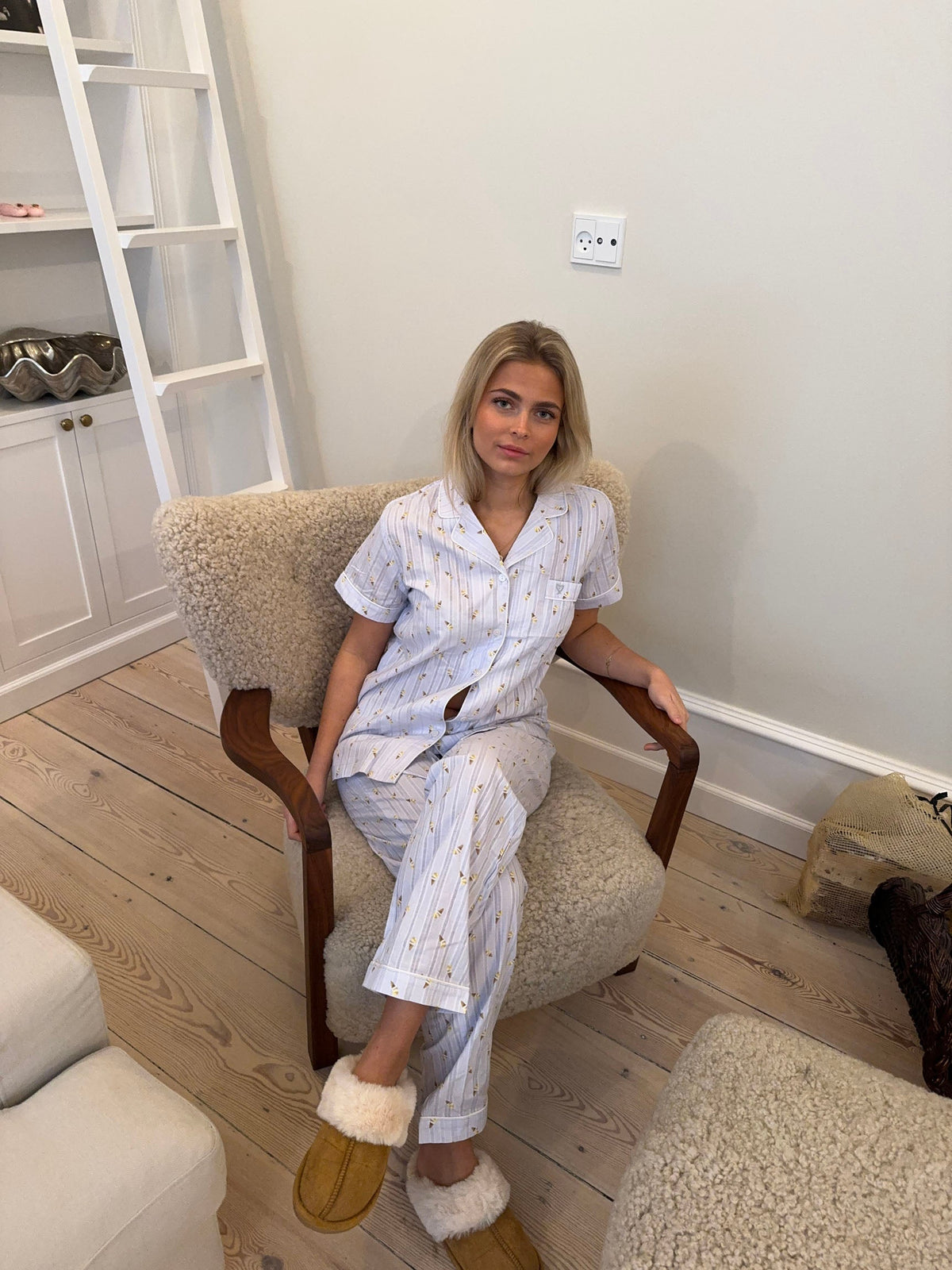Tinna Dondurma Konili Pijama Seti - Mavi-Beyaz