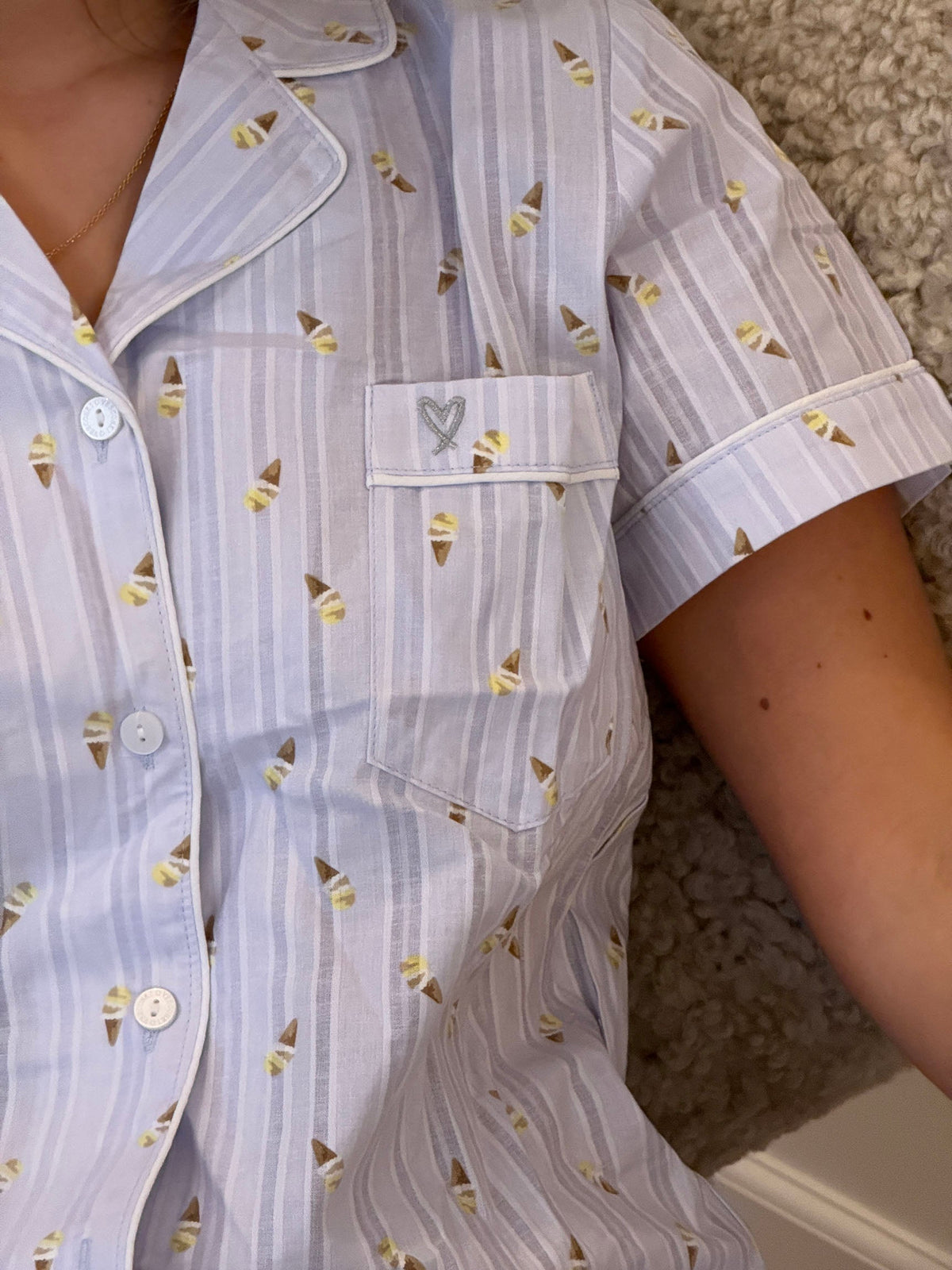 Tinna Dondurma Konili Pijama Seti - Mavi-Beyaz