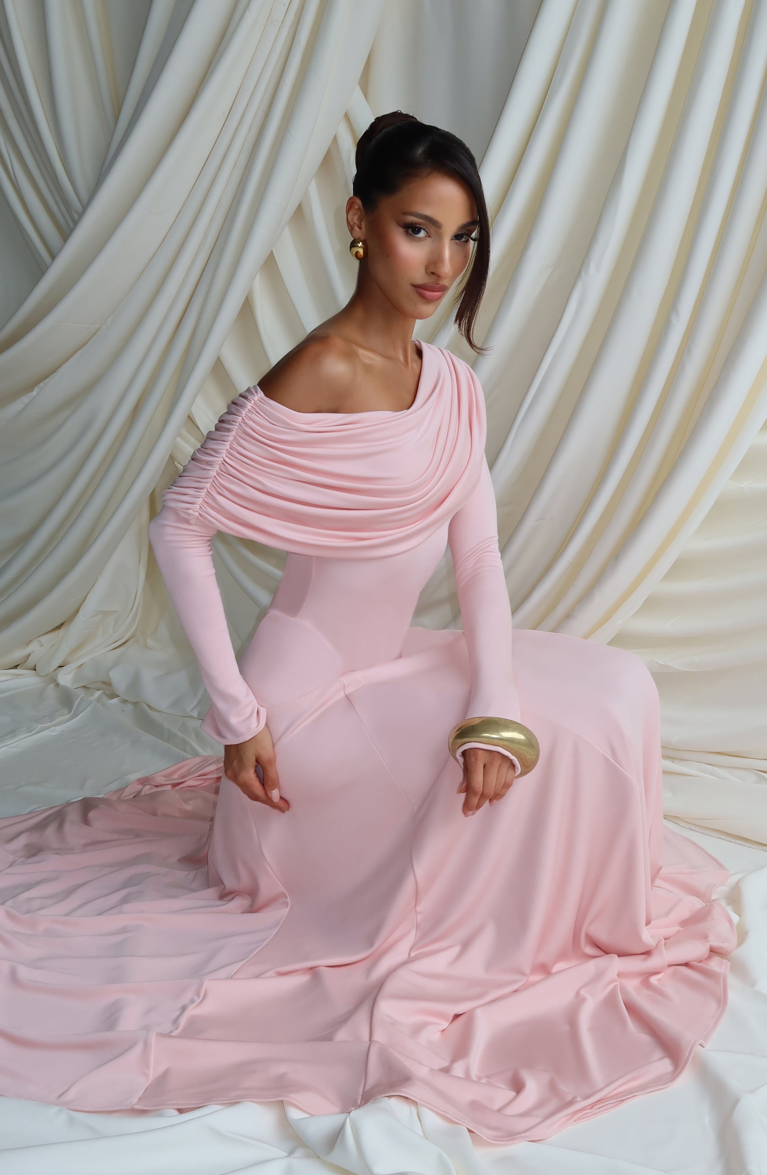 Rafaela Yumuşak Pembe Maxi Elbise