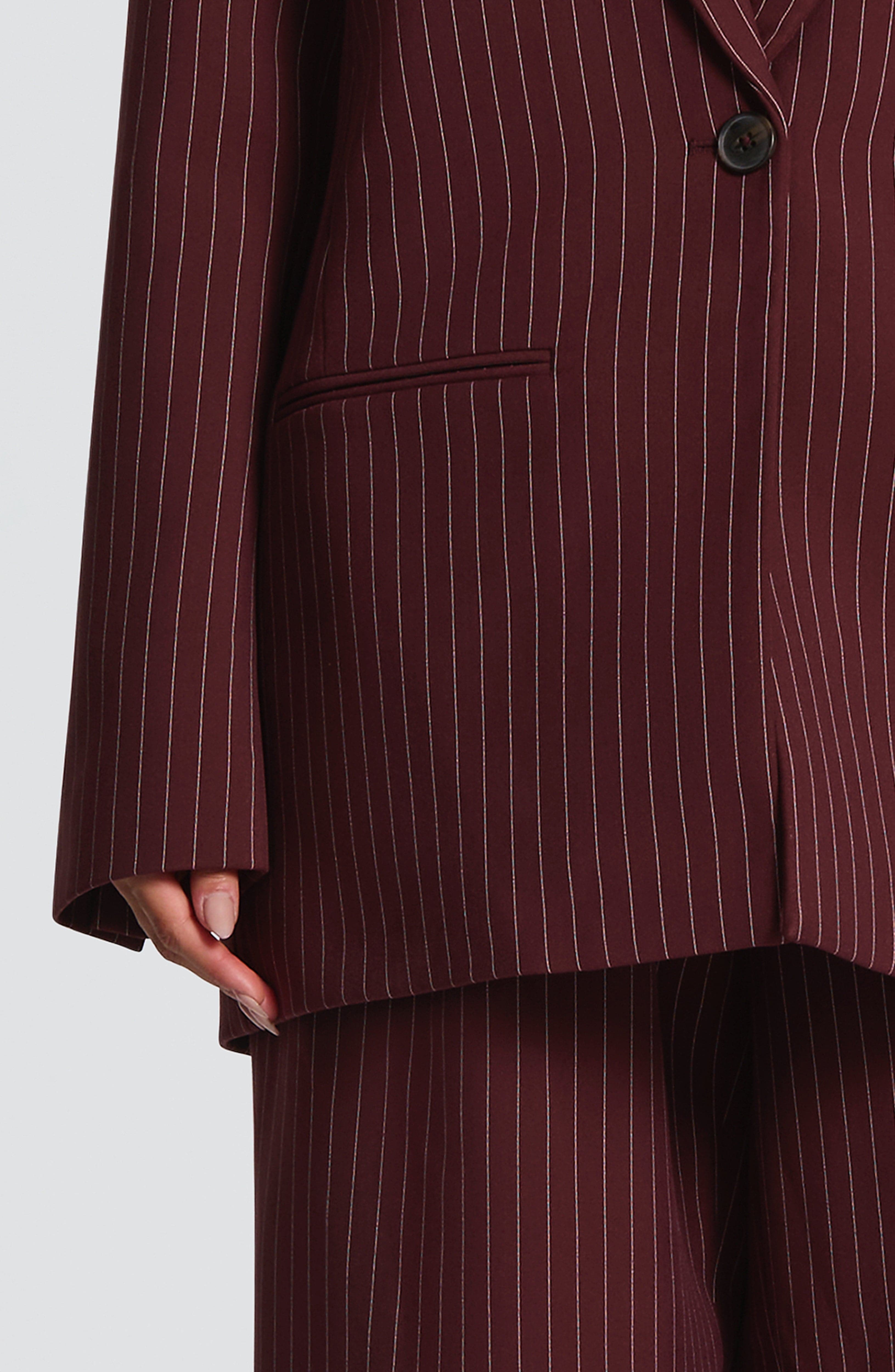 Bordo Çizgili Reece Blazer