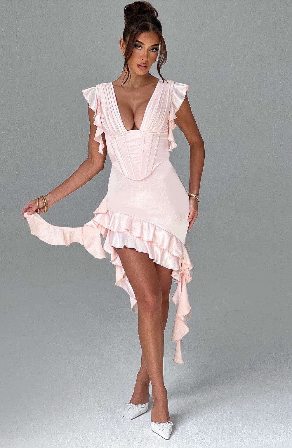 Rosalie Mini Pembe Elbise