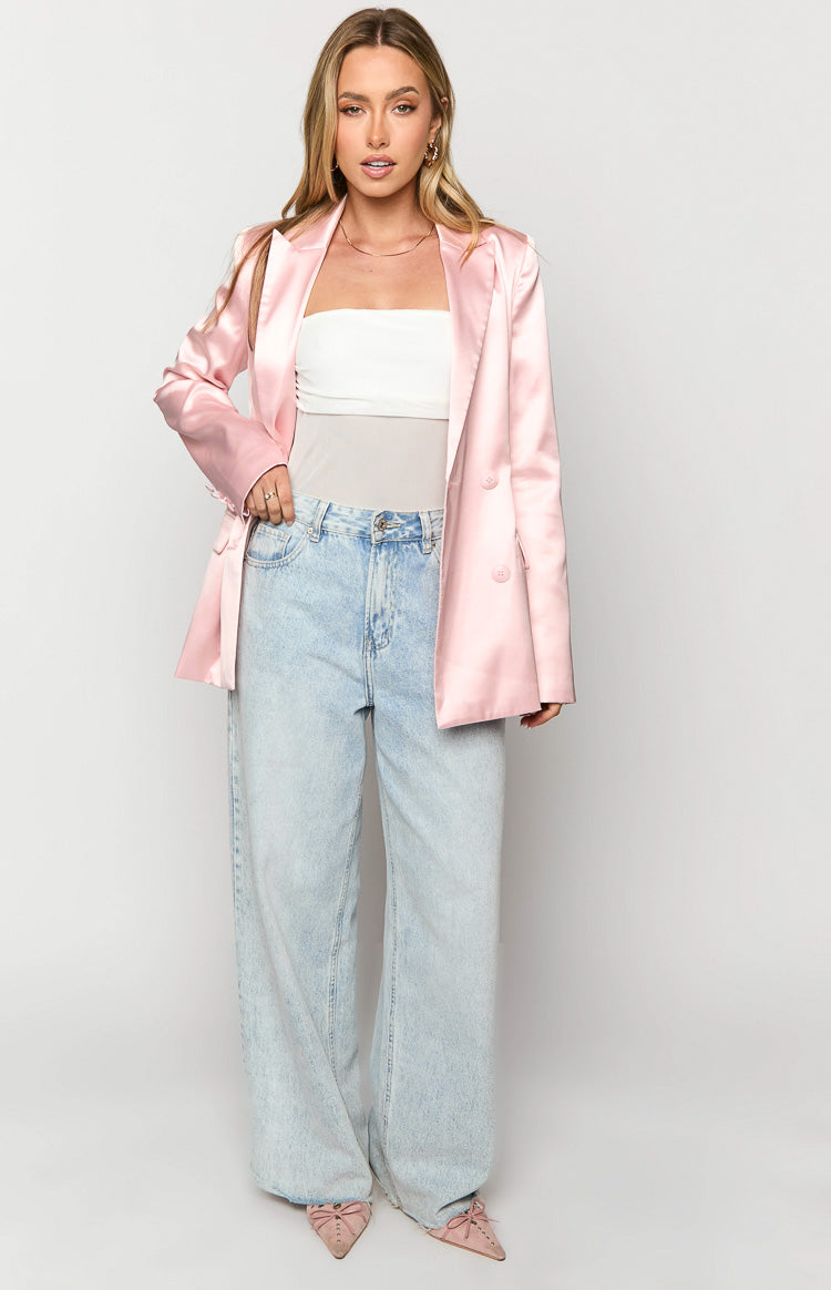 Pembe Saten Blazer