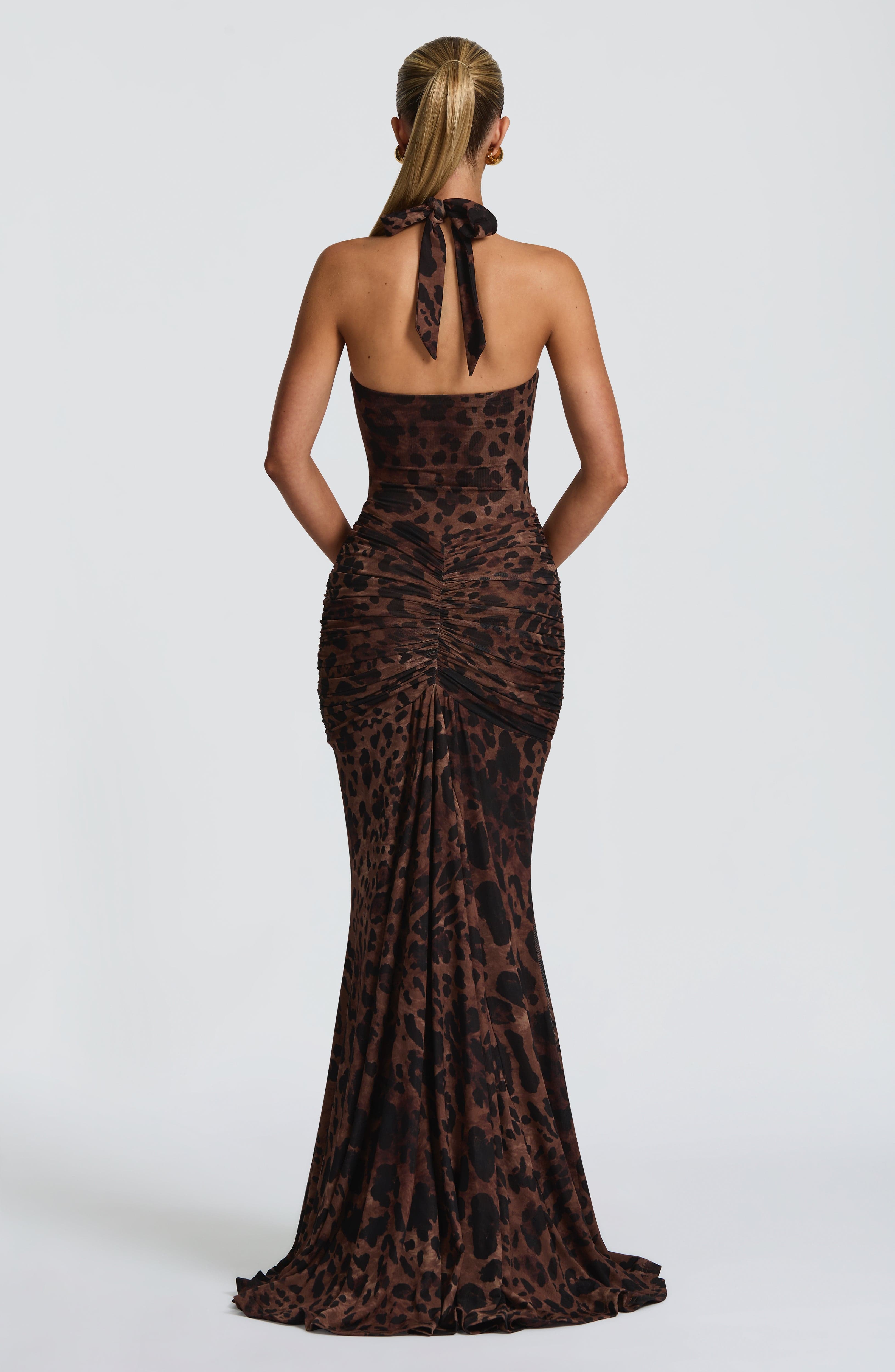 Leopar Desenli Rosetta Maxi Elbise
