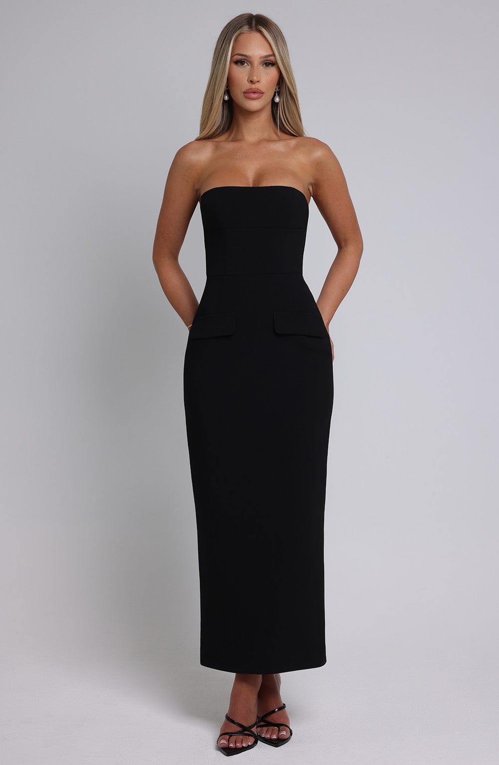 Roxanne Midi Siyah Elbise