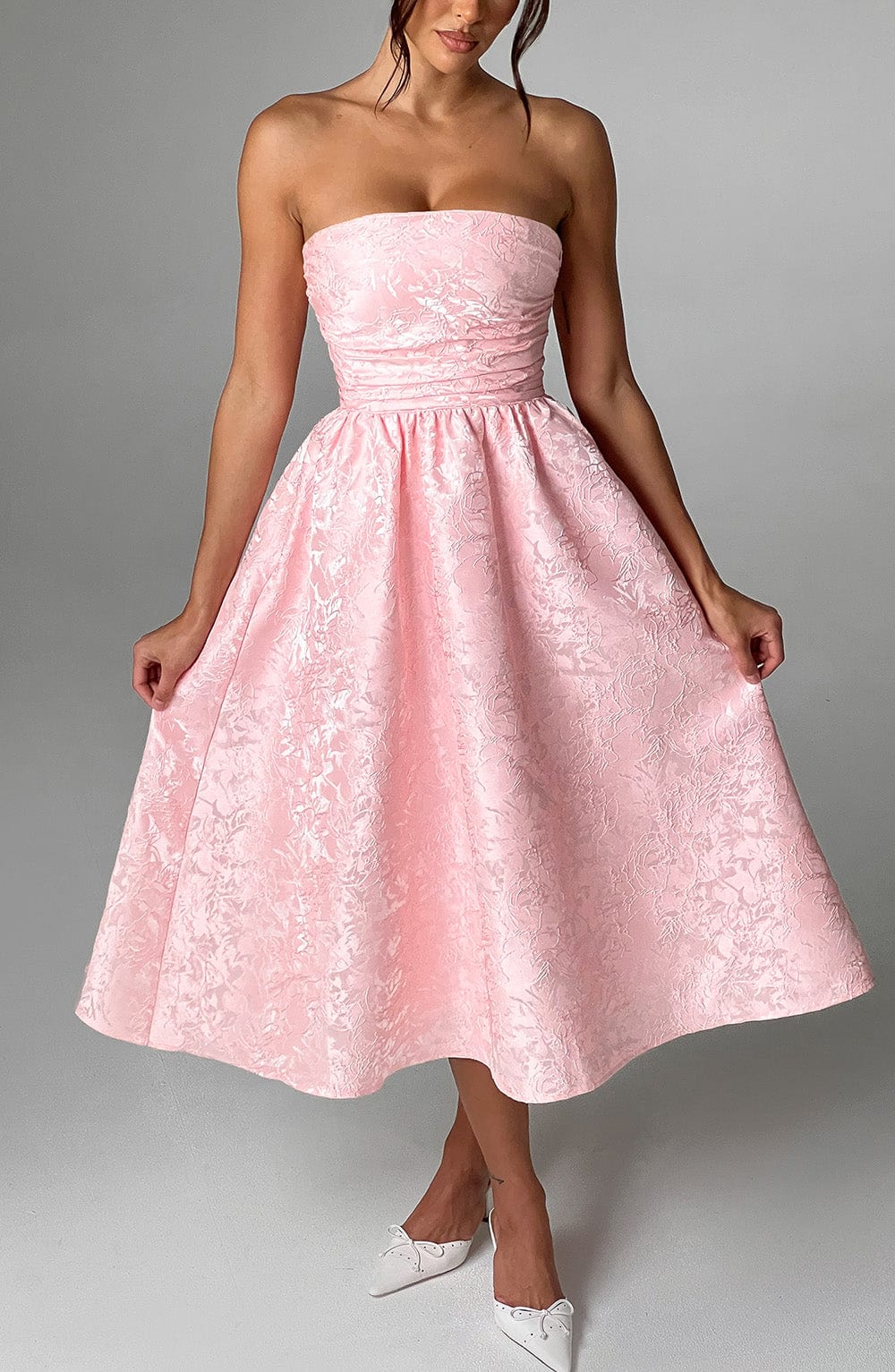 Saoirse Pembe Midi Elbise