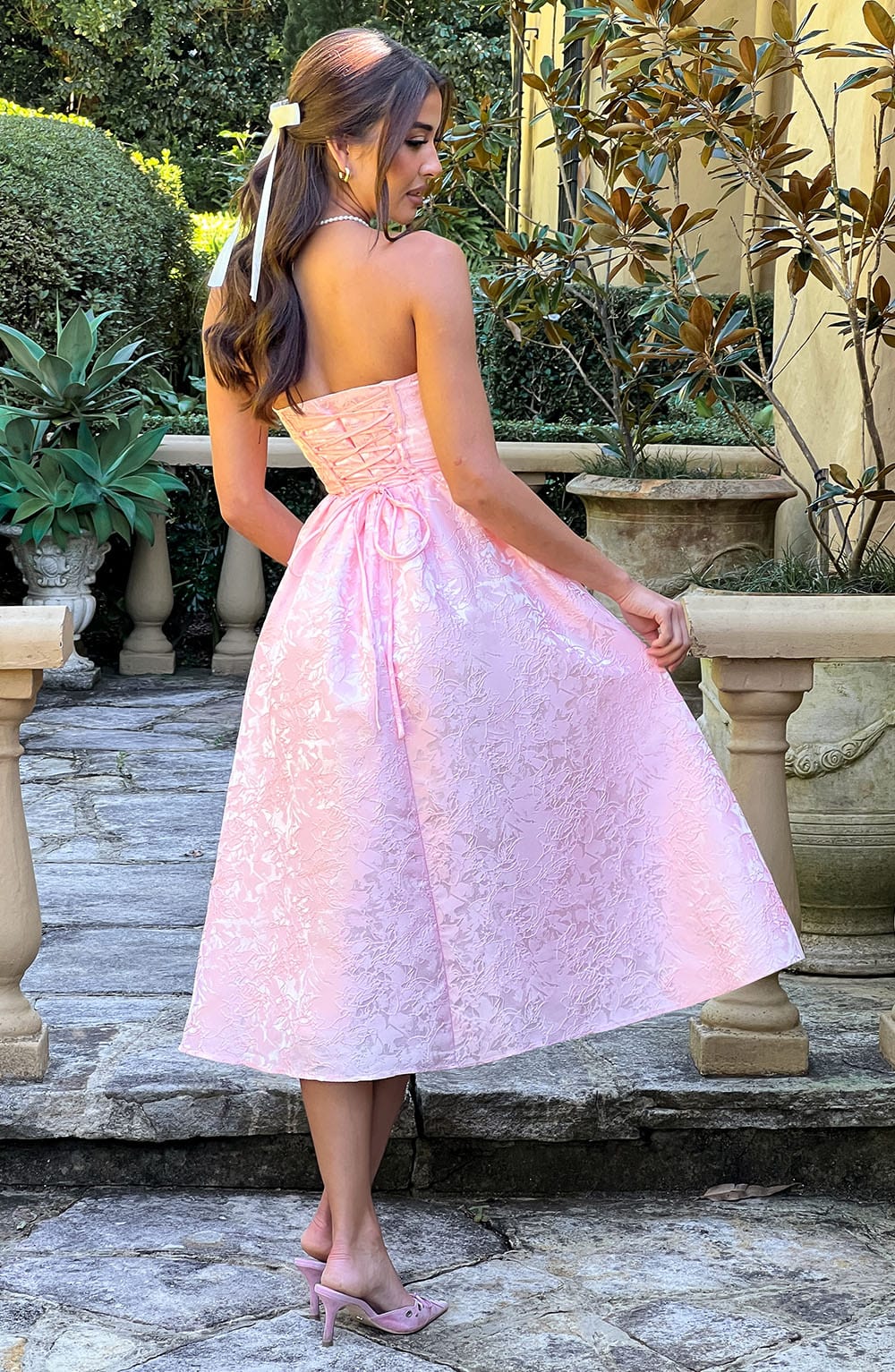 Saoirse Pembe Midi Elbise