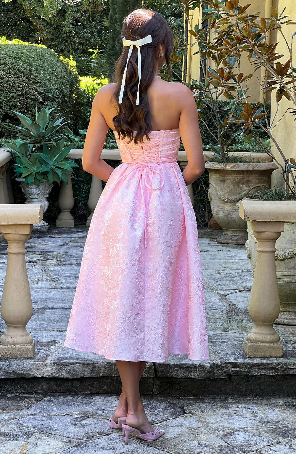 Saoirse Pembe Midi Elbise