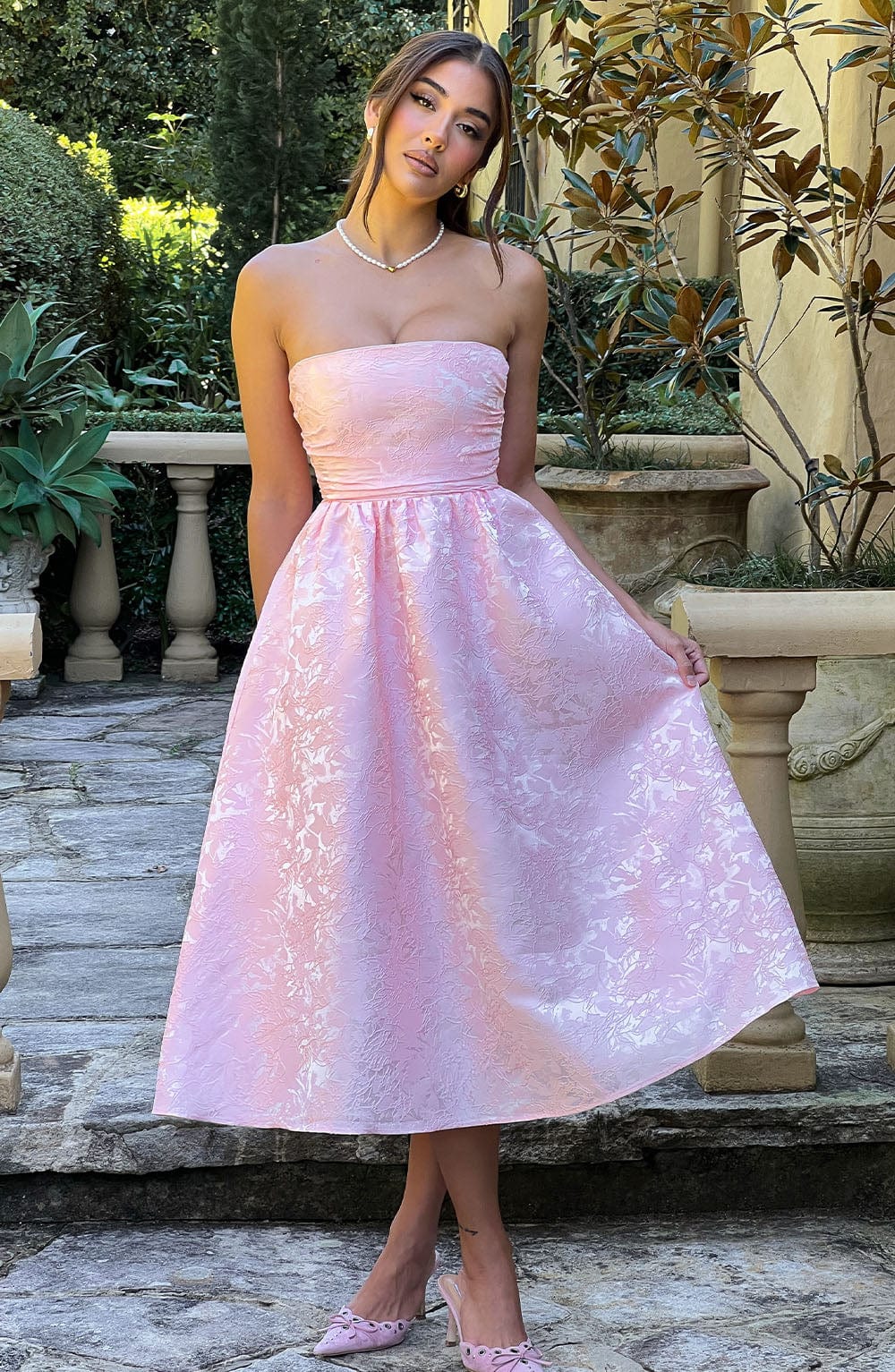 Saoirse Pembe Midi Elbise