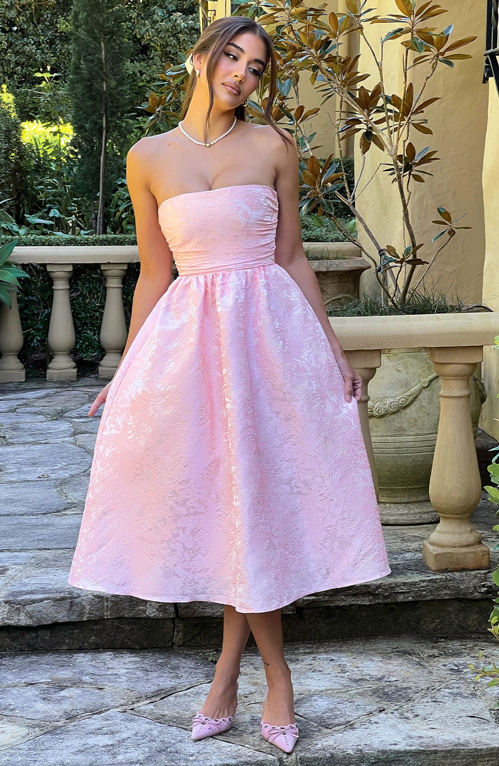 Saoirse Pembe Midi Elbise