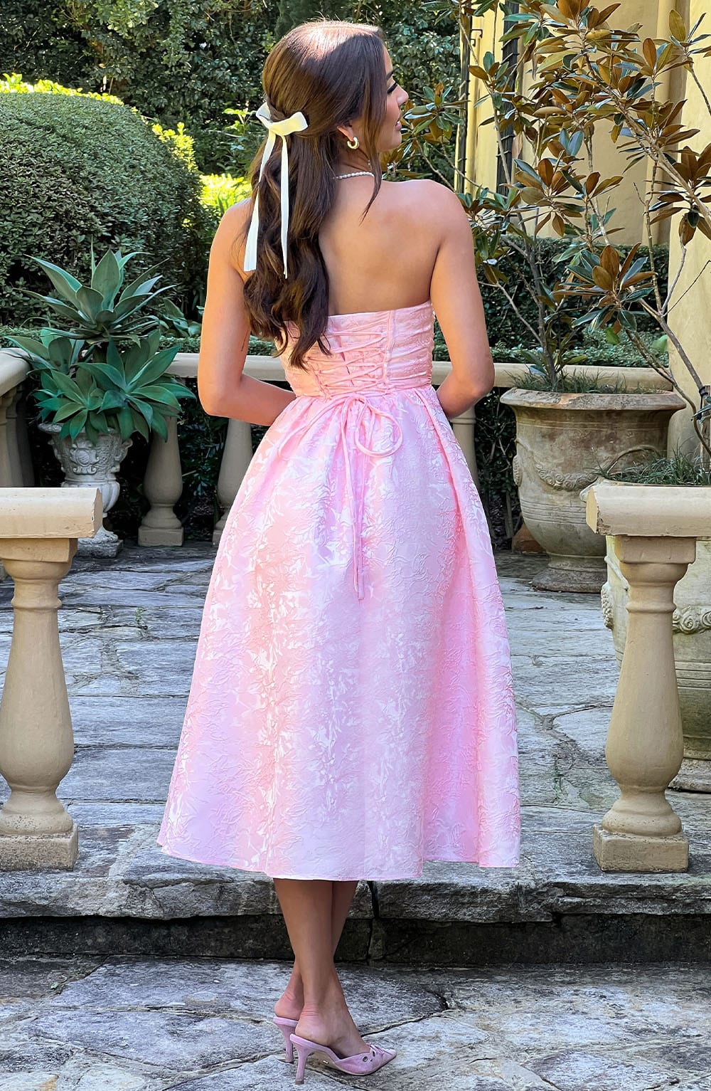 Saoirse Pembe Midi Elbise