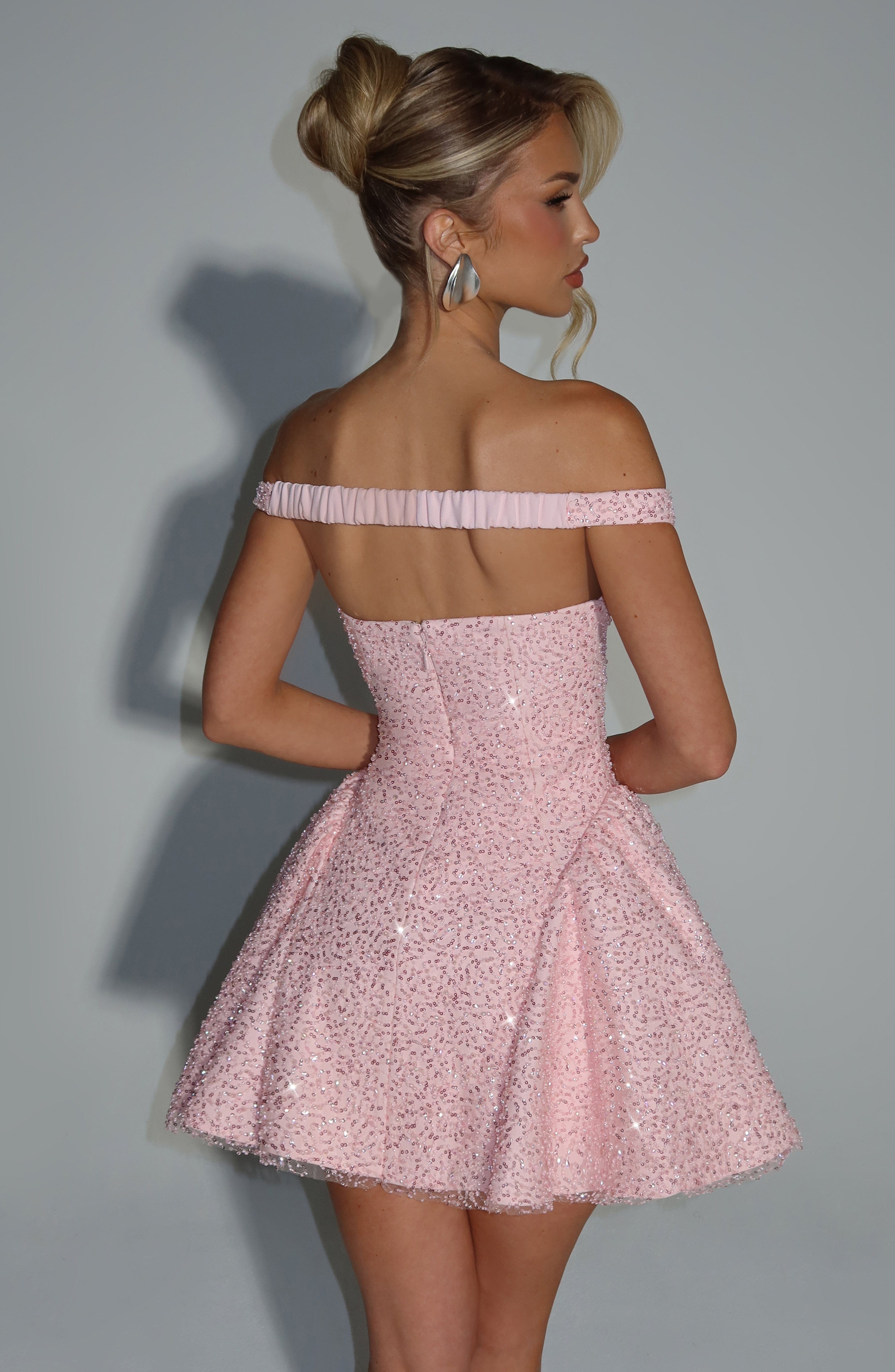 Pembe Safir Mini Elbise