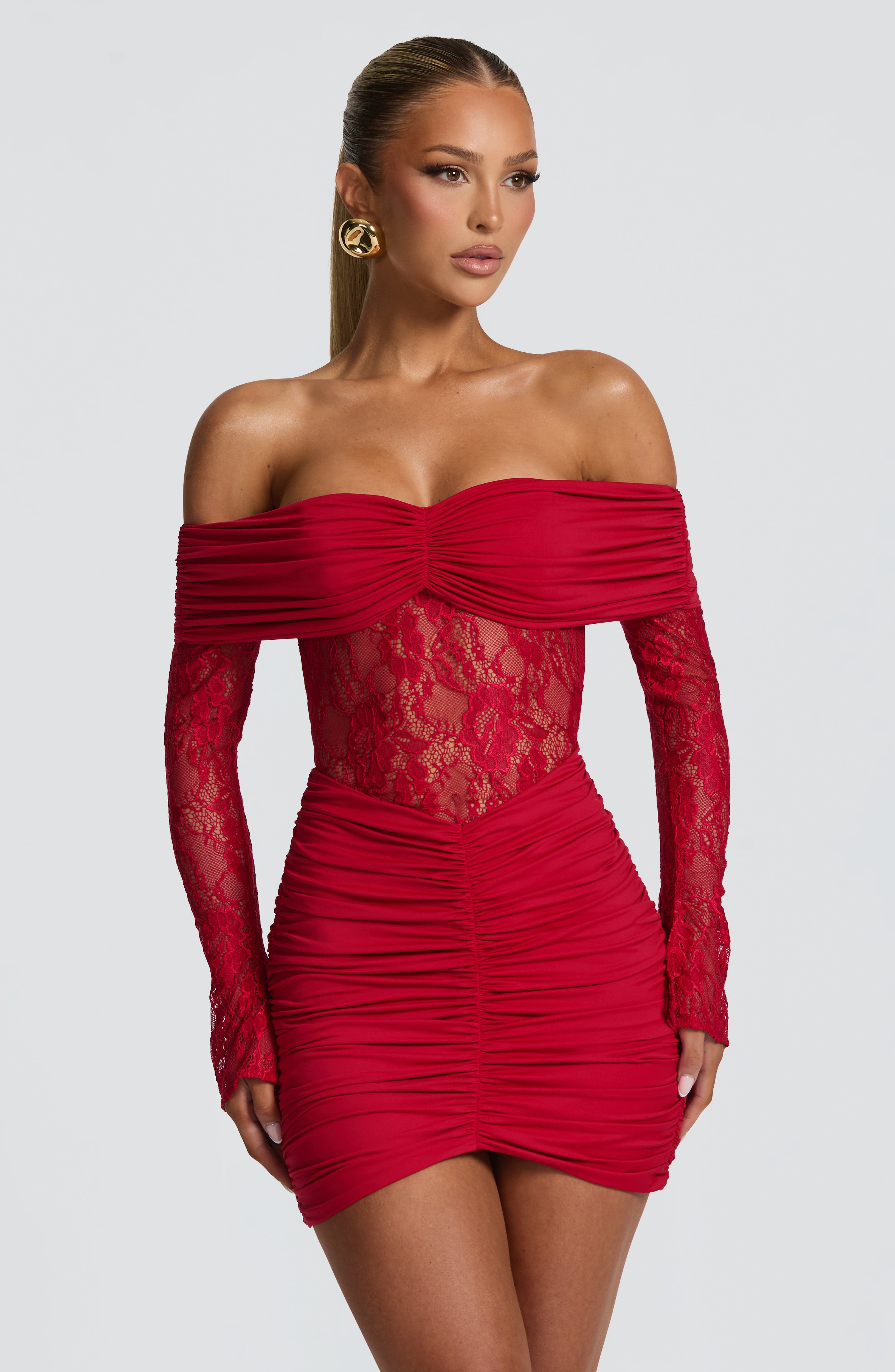 Sauline Kırmızı Mini Elbise