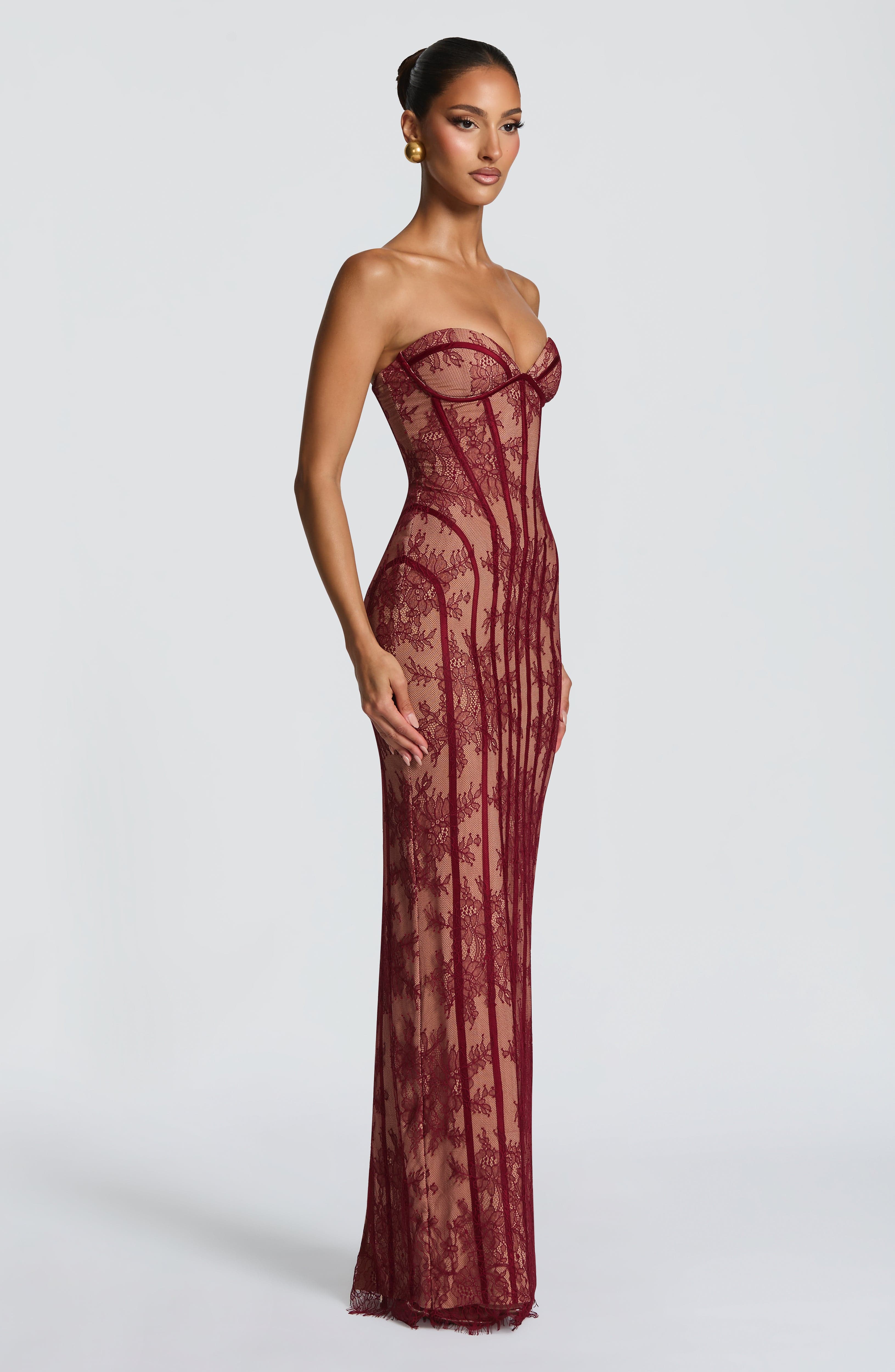 Bordo Sian Maxi Elbise
