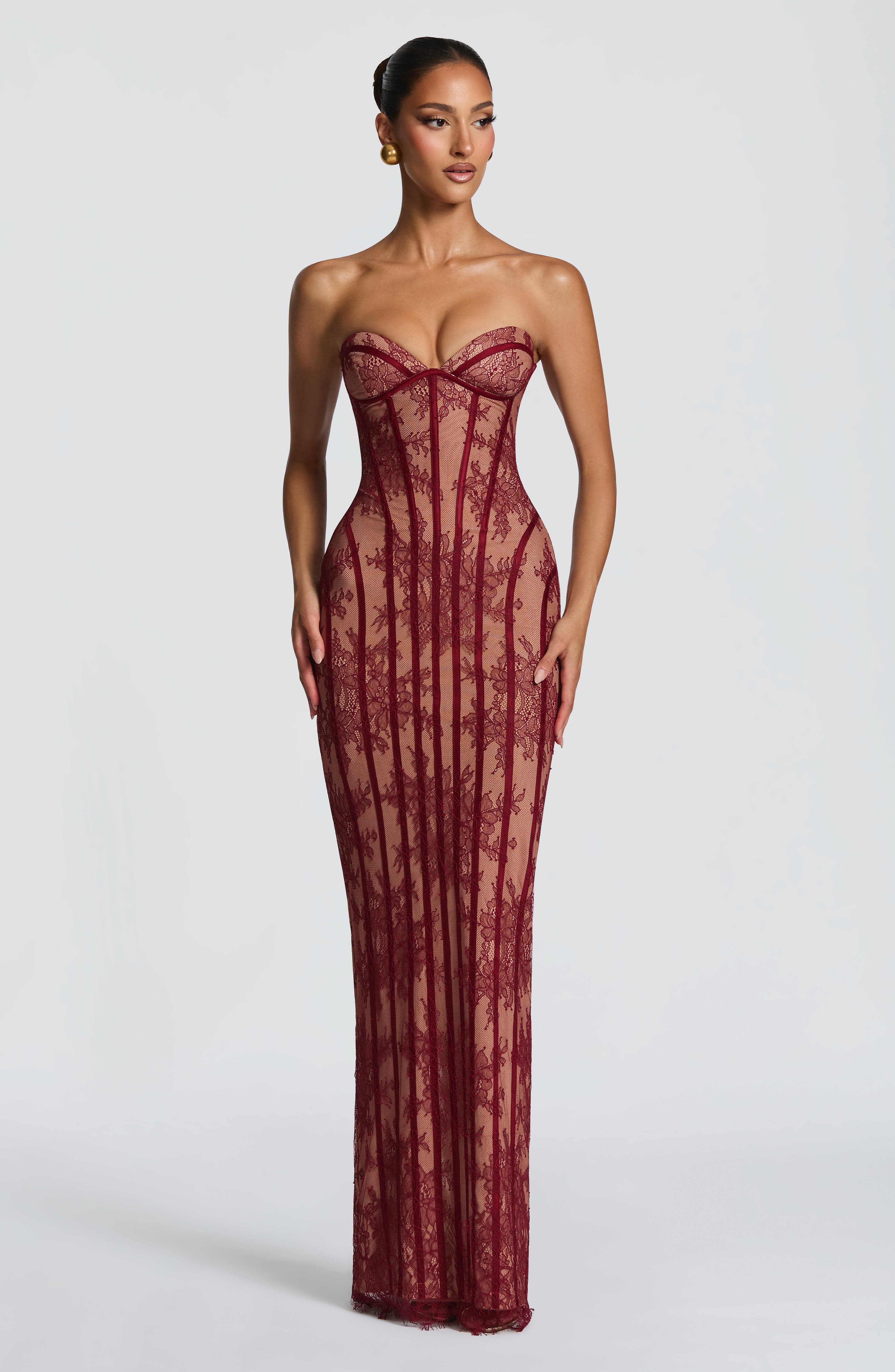 Bordo Sian Maxi Elbise