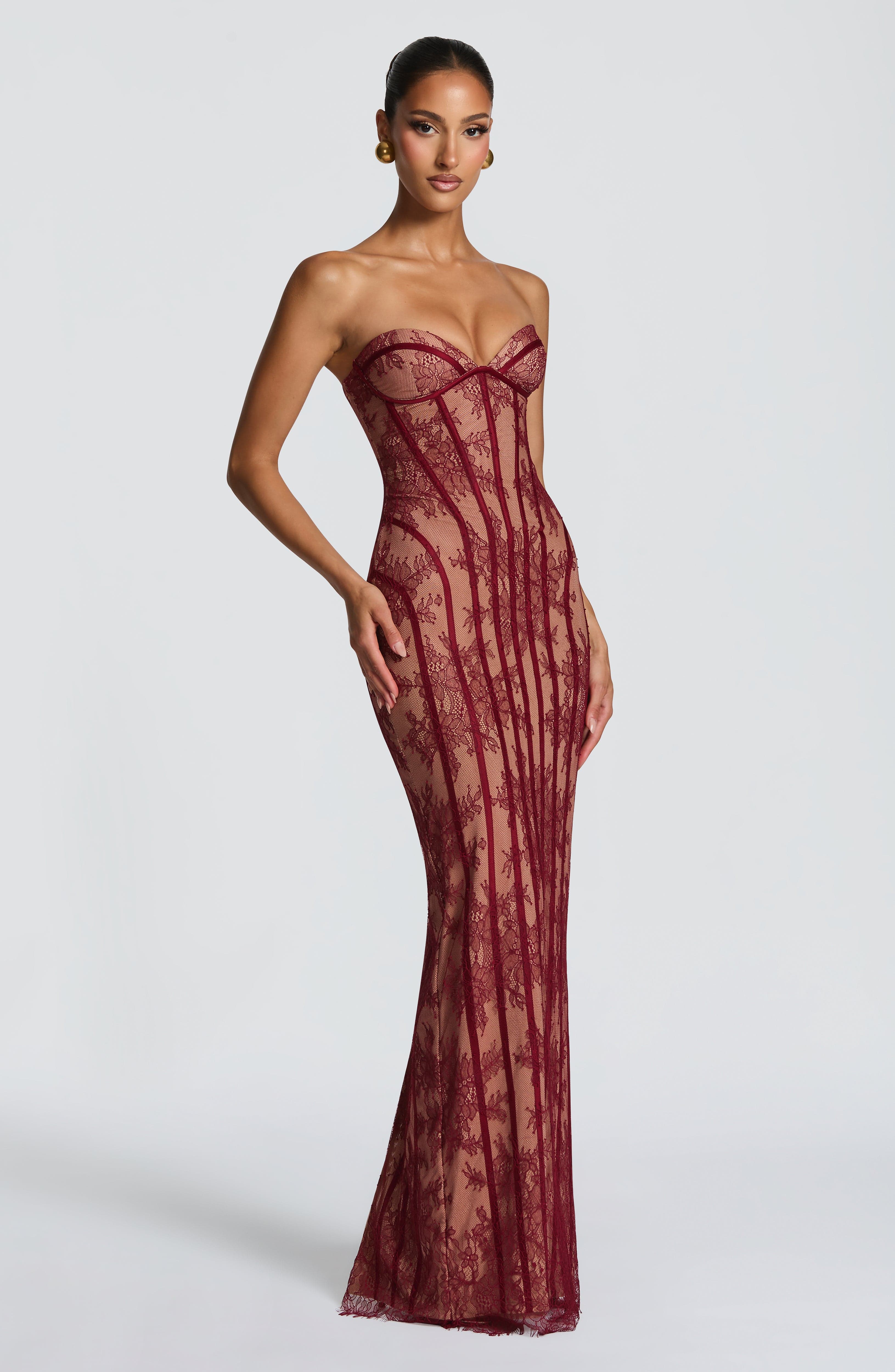 Bordo Sian Maxi Elbise