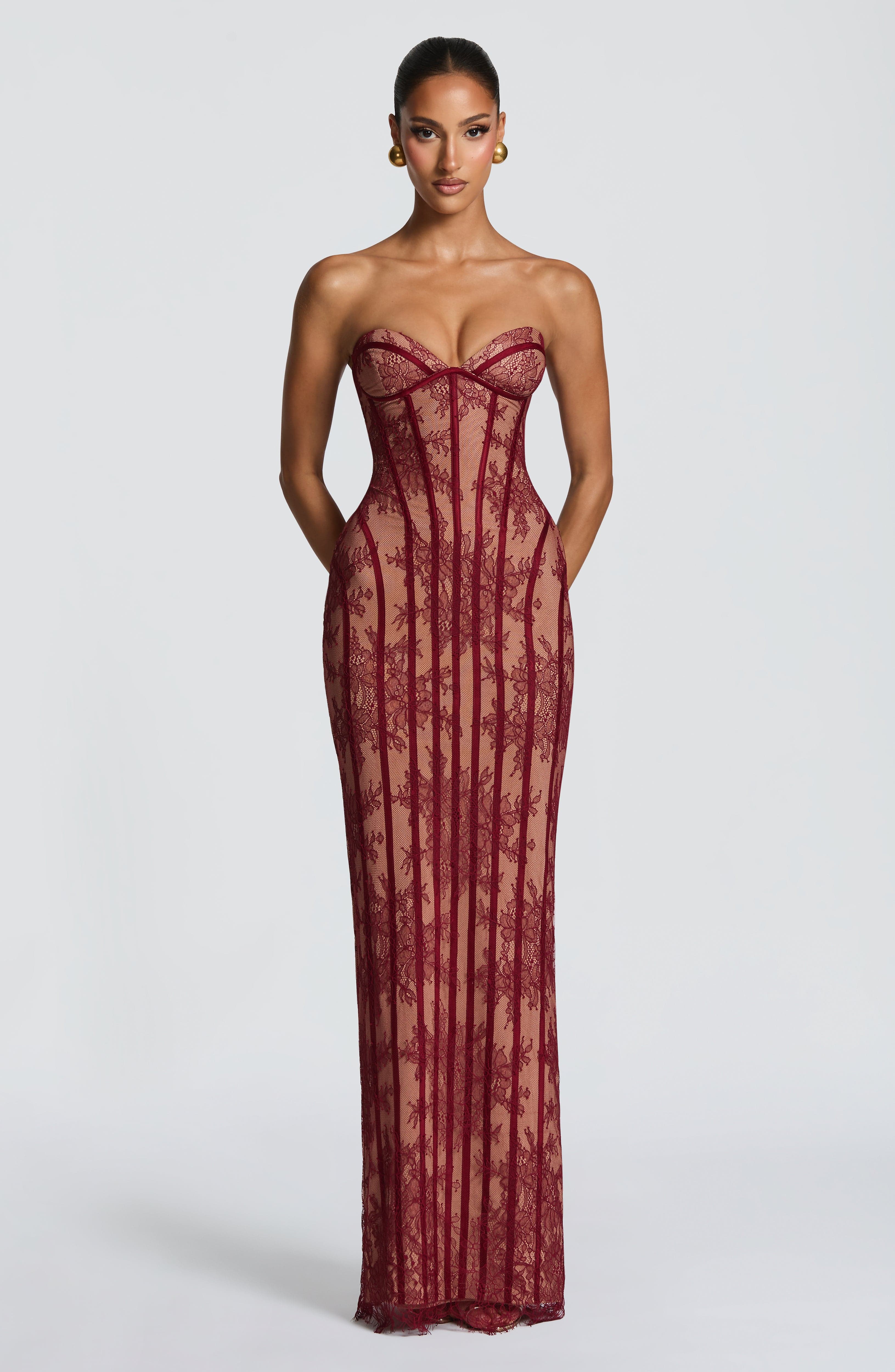 Bordo Sian Maxi Elbise