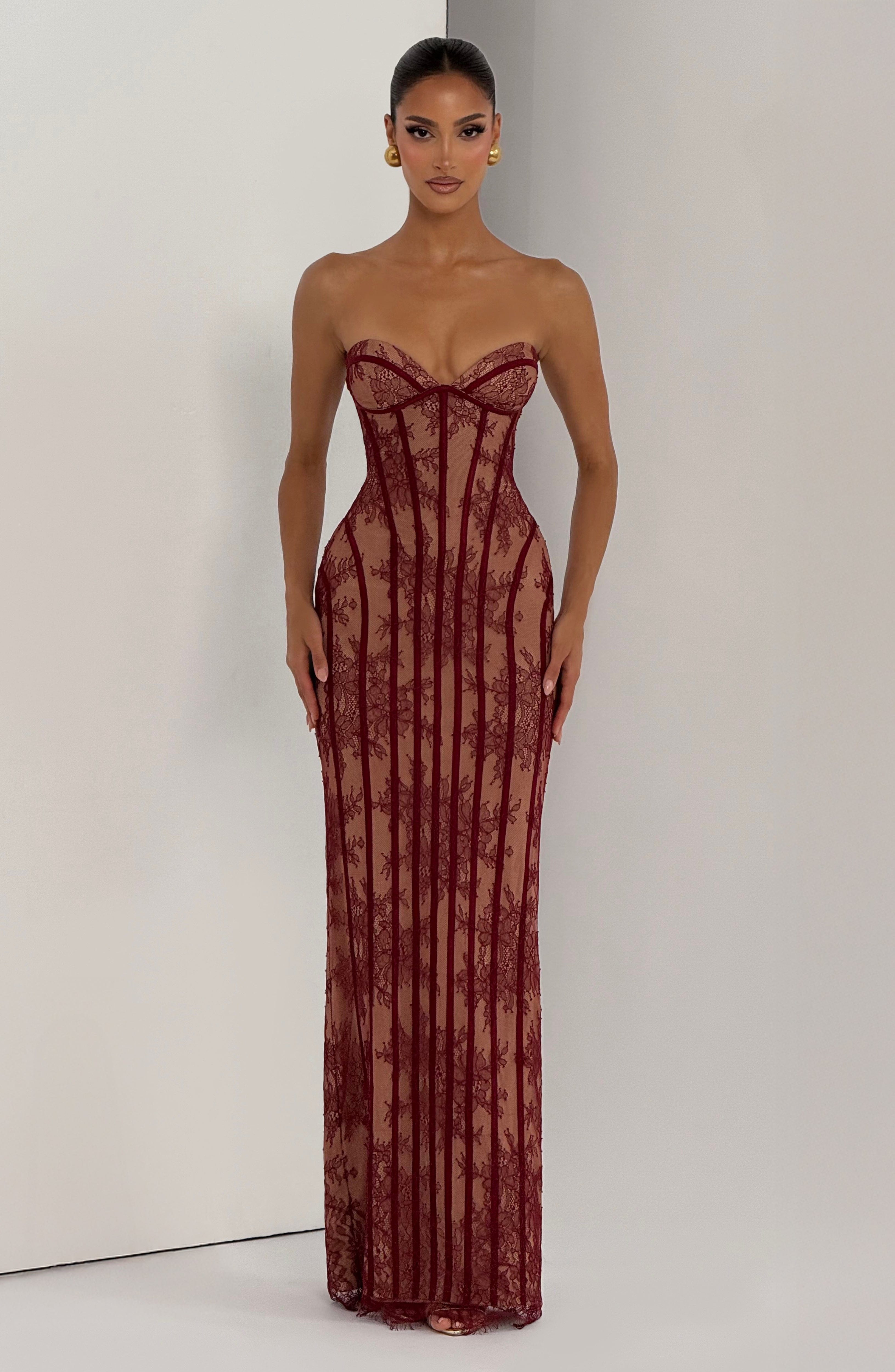 Bordo Sian Maxi Elbise