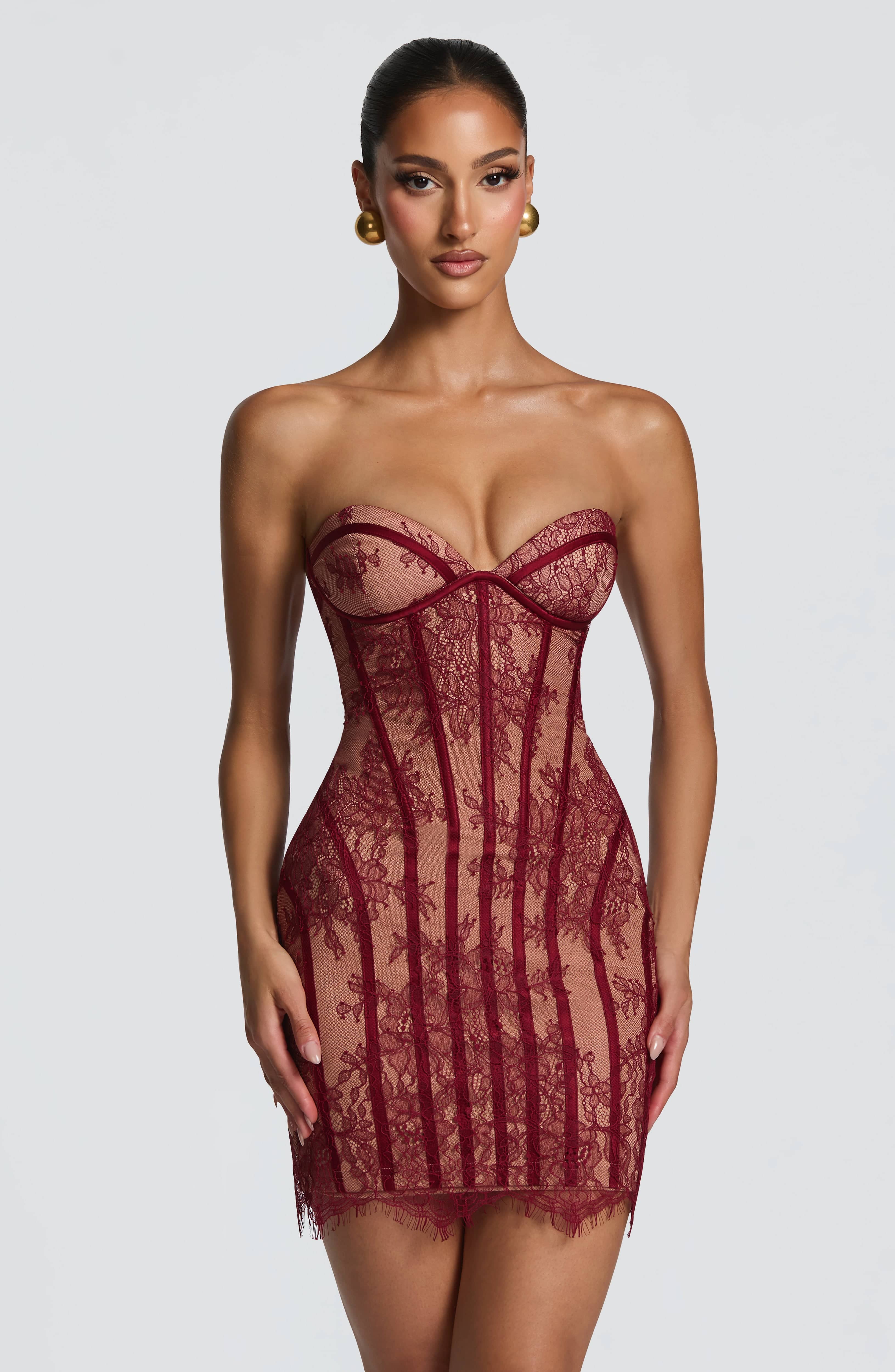 Bordo Sian Mini Elbise