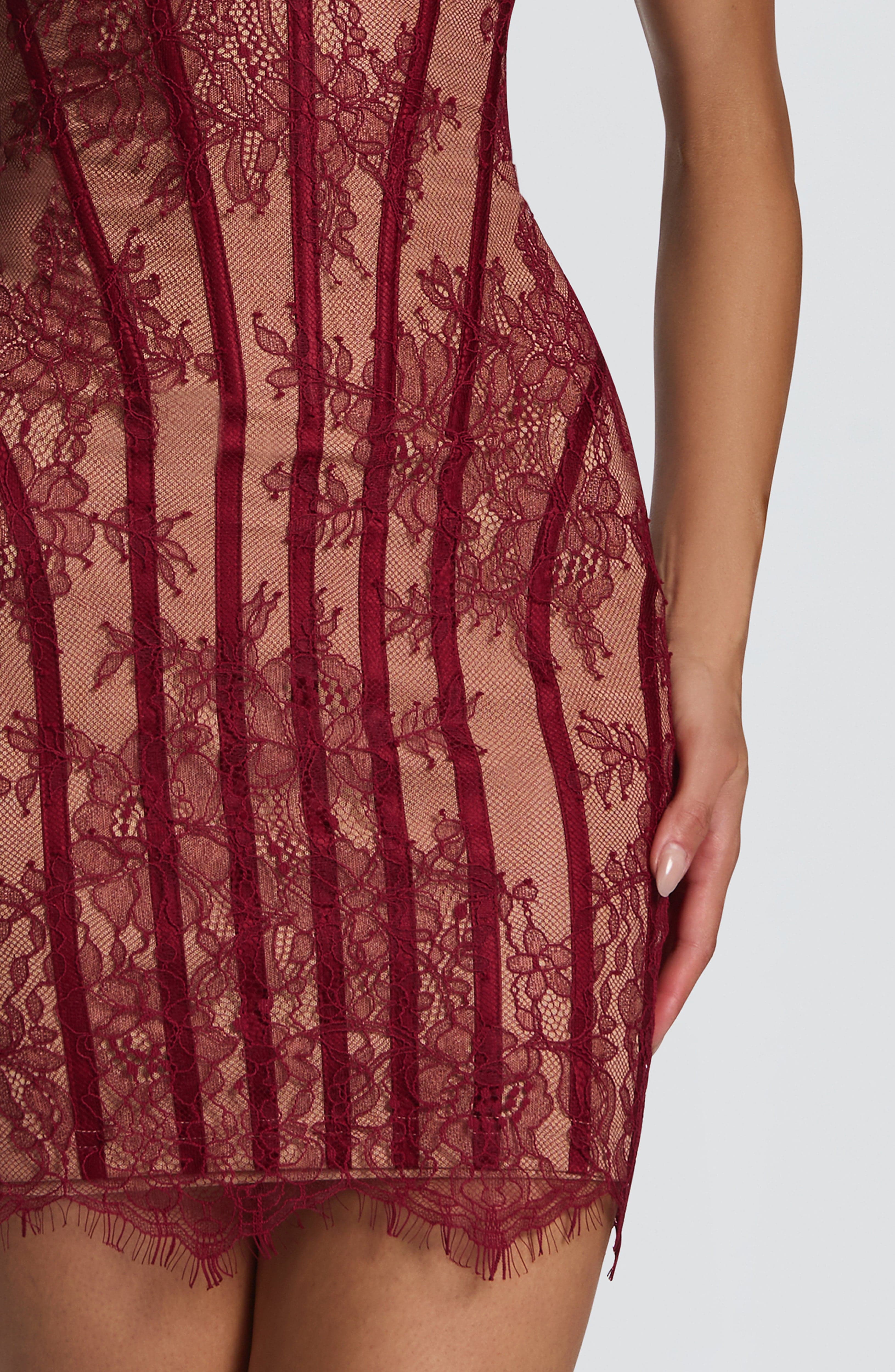 Bordo Sian Mini Elbise