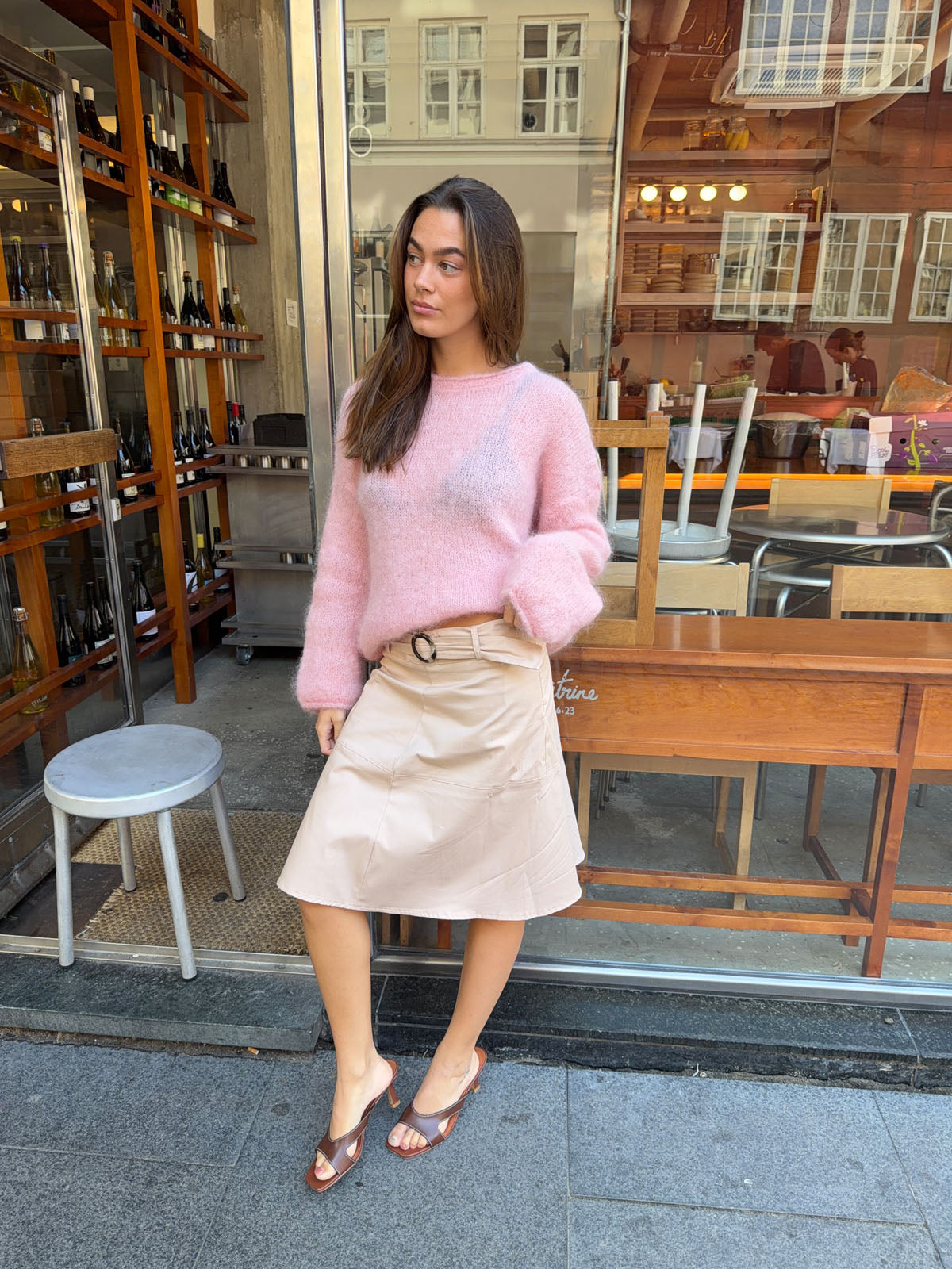 Elara Pembe Moher Karışımlı Triko Kazak