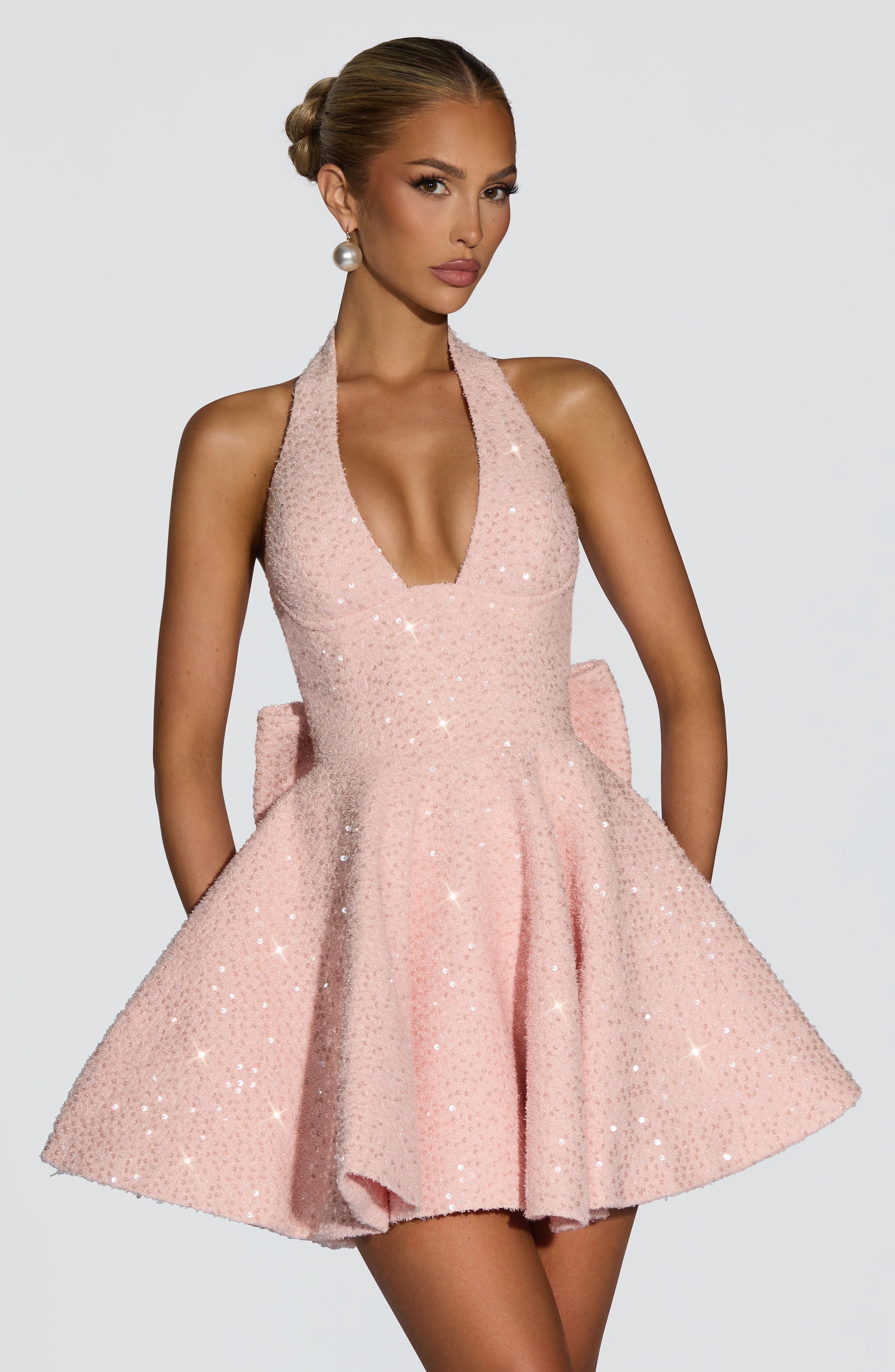 Talara Pembe Mini Elbise