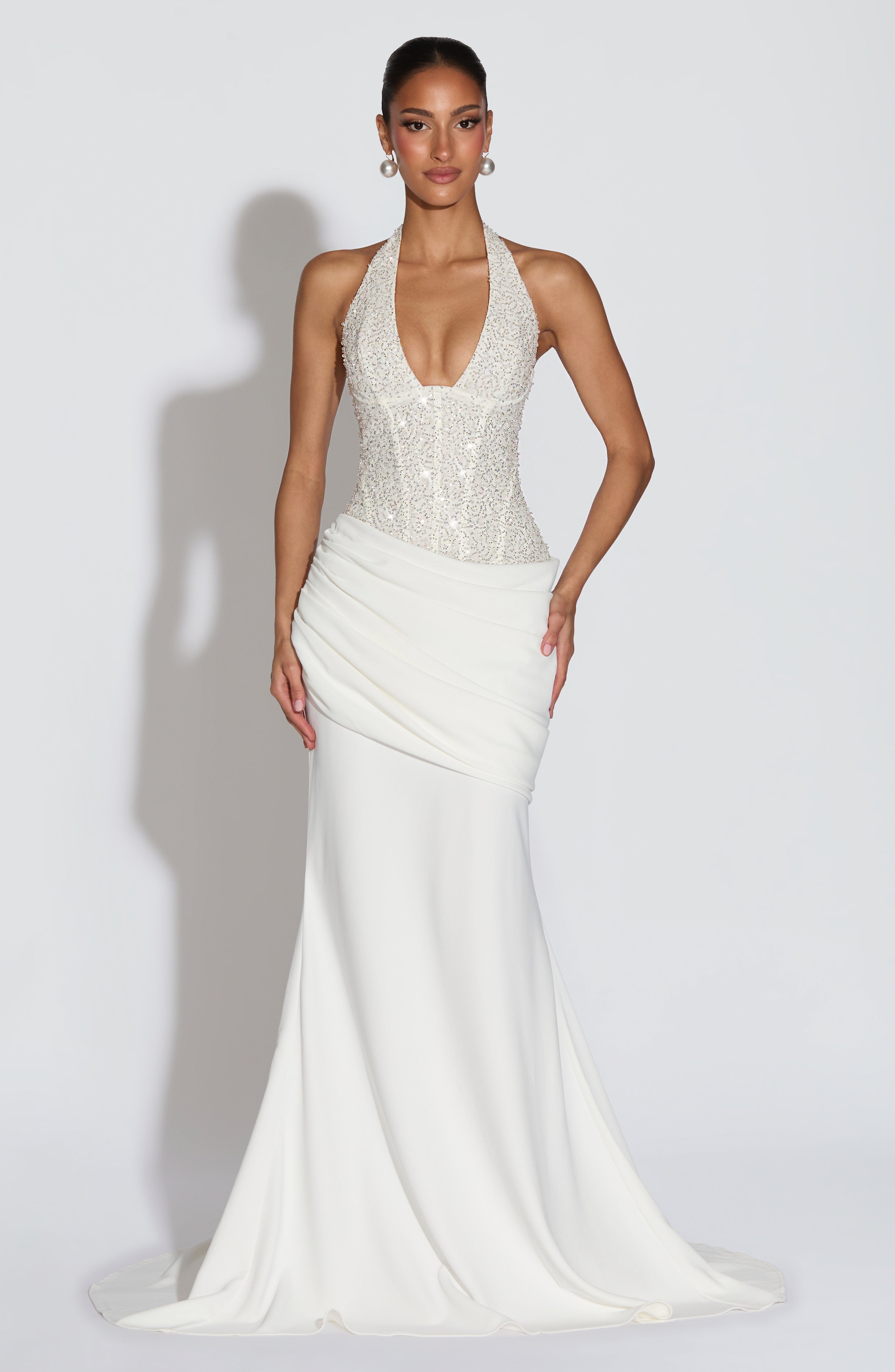 Taylor Ekru Maxi Elbise