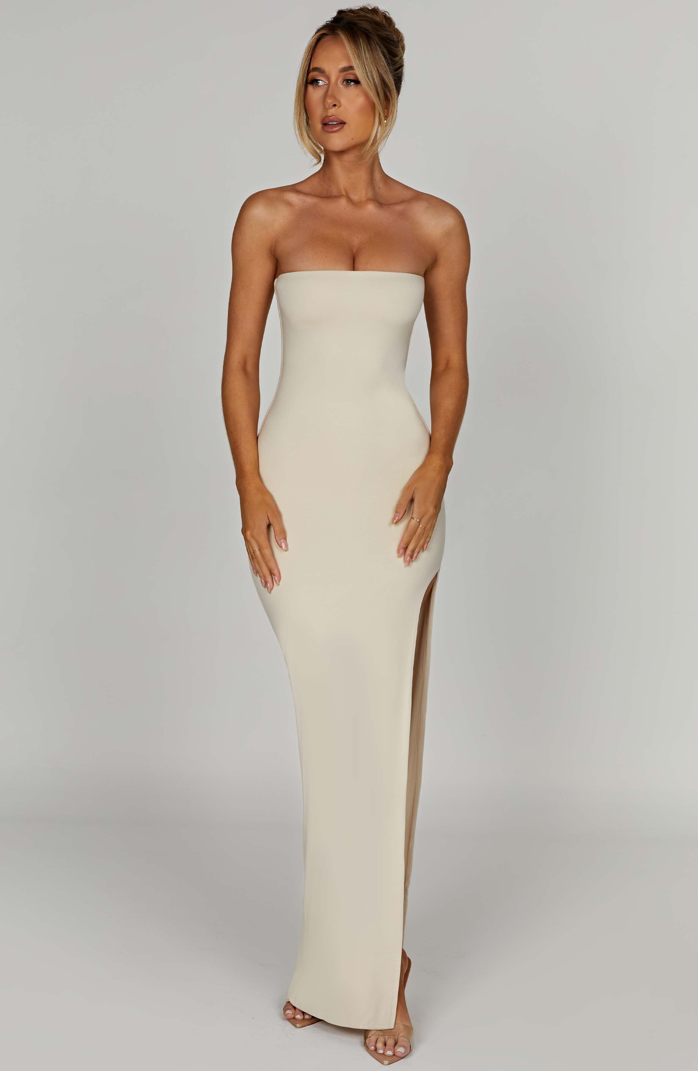 Krem Teyana Maxi Elbise
