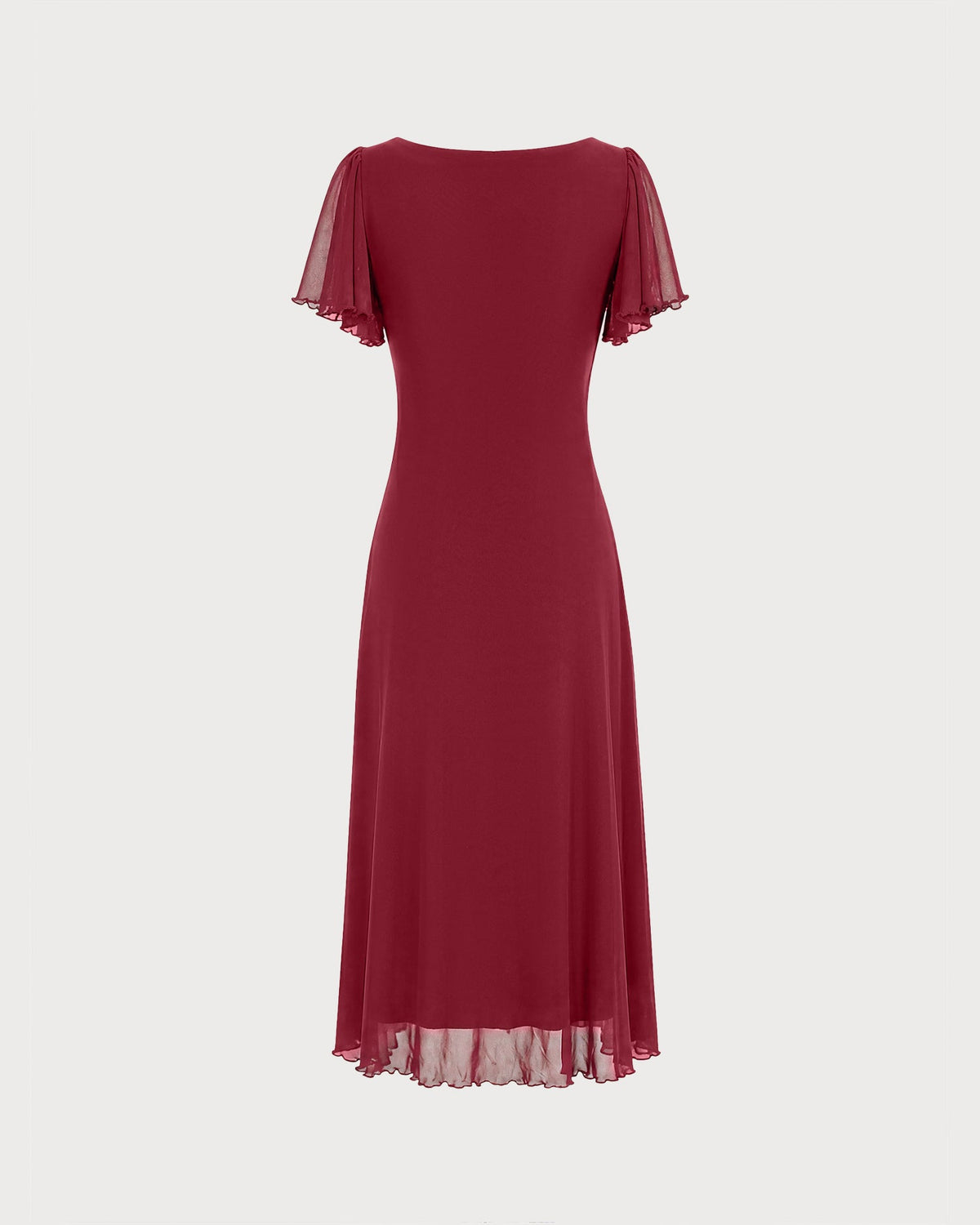 Kırmızı Cowl Yaka A-Line File Midi Elbise